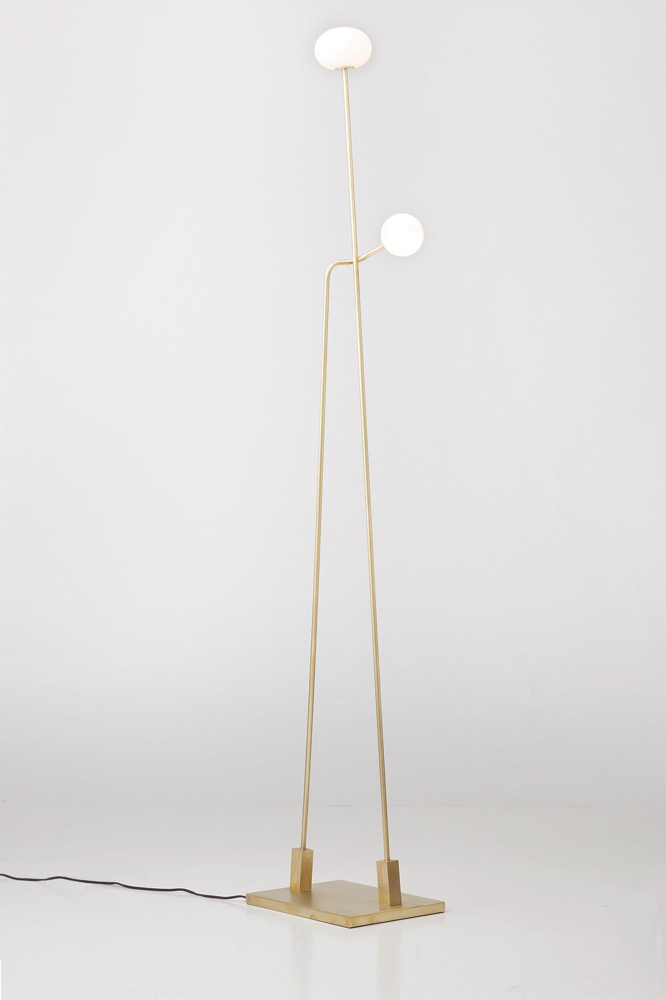 American Tempo Floor Lamp in Satin Brass or Matte Black For Sale