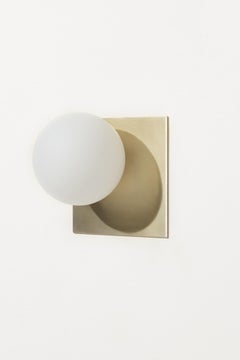 Tempo Flushmount or Sconce with Hand Blown White Opal Sandblasted Glass Globe