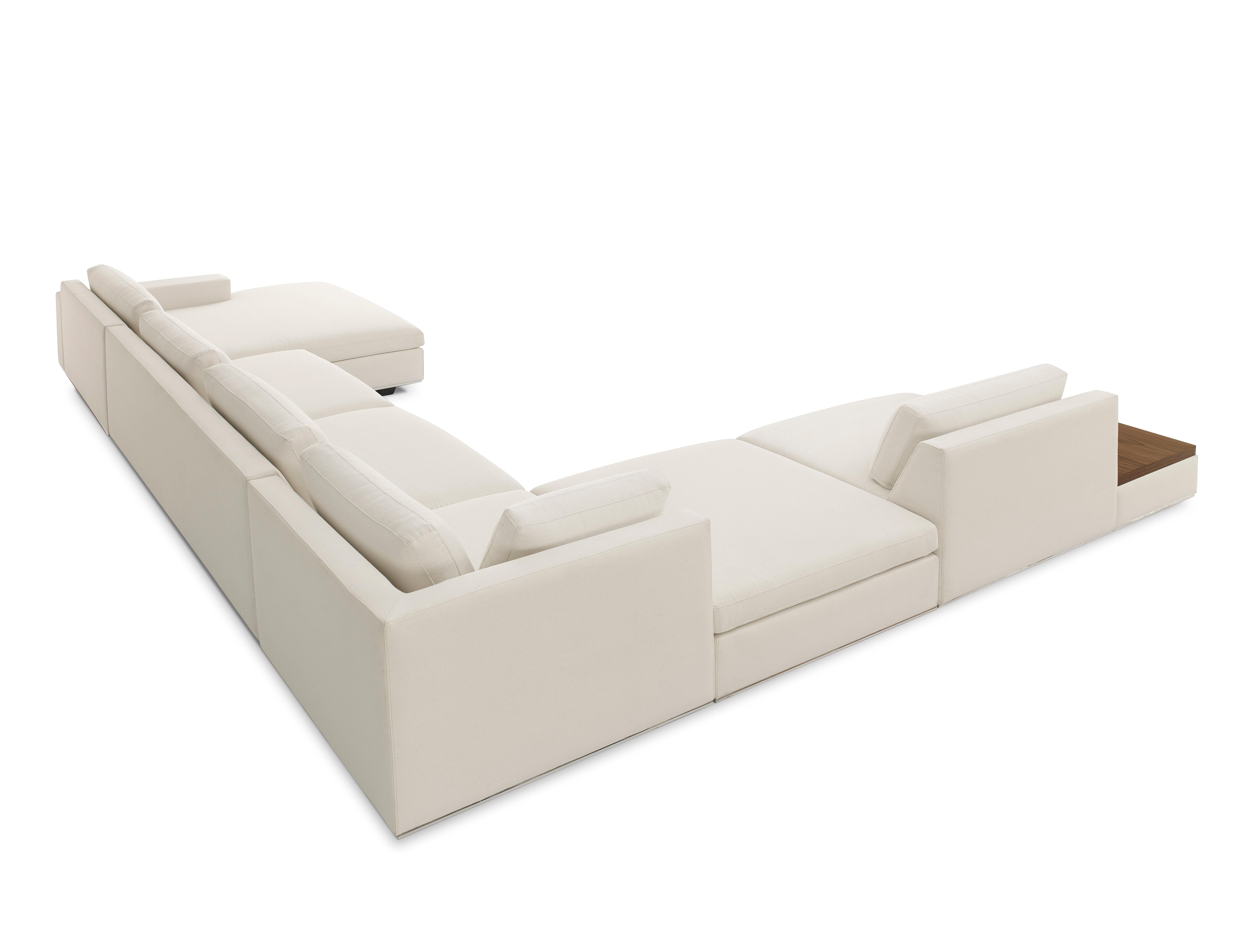 The Allegro's sofa is a composition of 5 modules, designed to enhance the elegance of your room bringing comfort and softness to you and your guests with a convenient wood side table.


Technical information:
Seat softness: Elastic Belt Imported