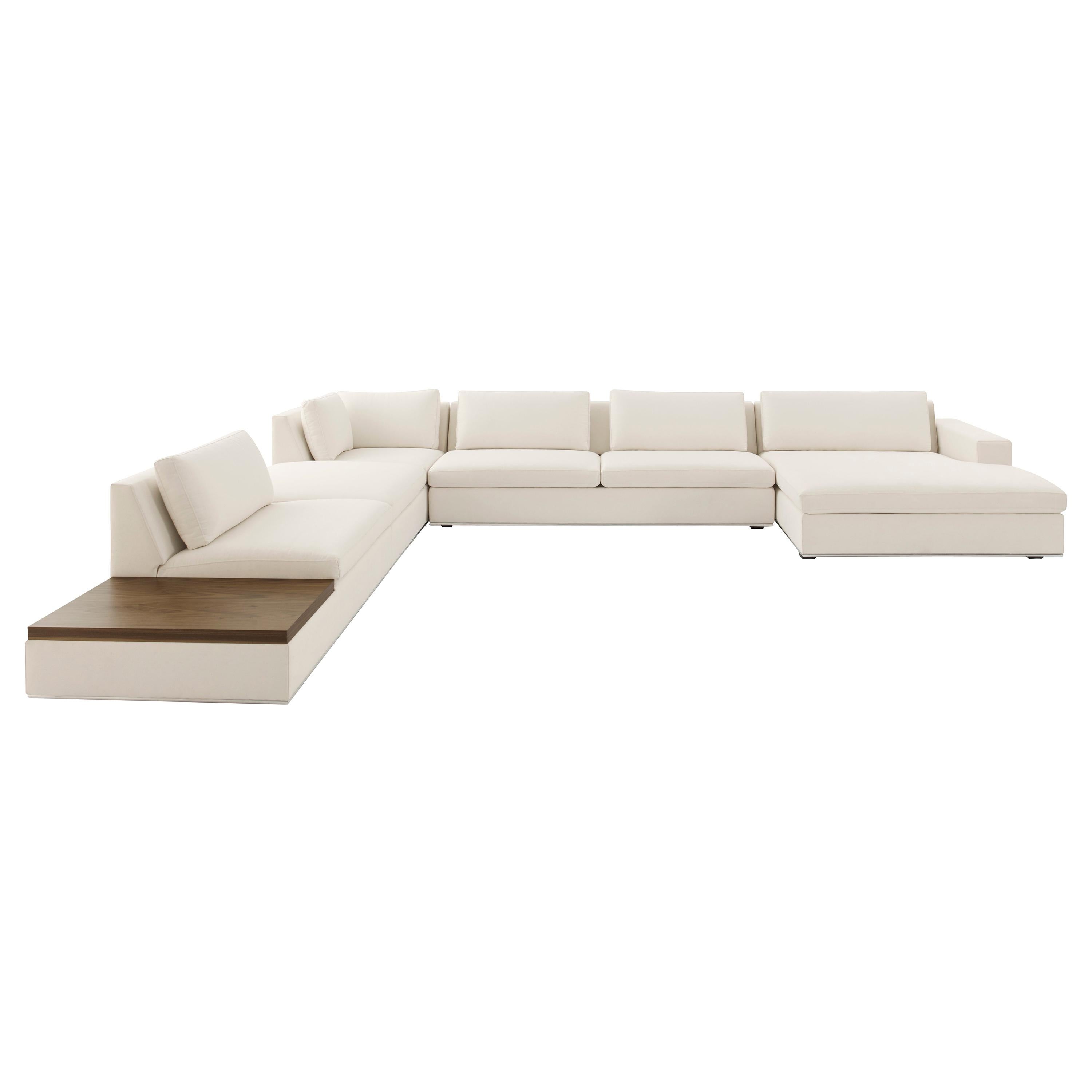 Allegro Sectional Sofa with Wood Side Table For Sale