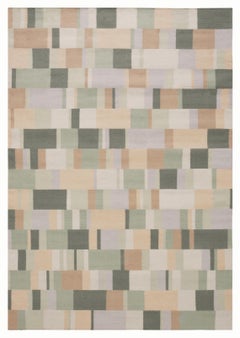 Tempo Sette - Natural - Design Summer Kilim Rug Contemporary Wool Cotton Flat