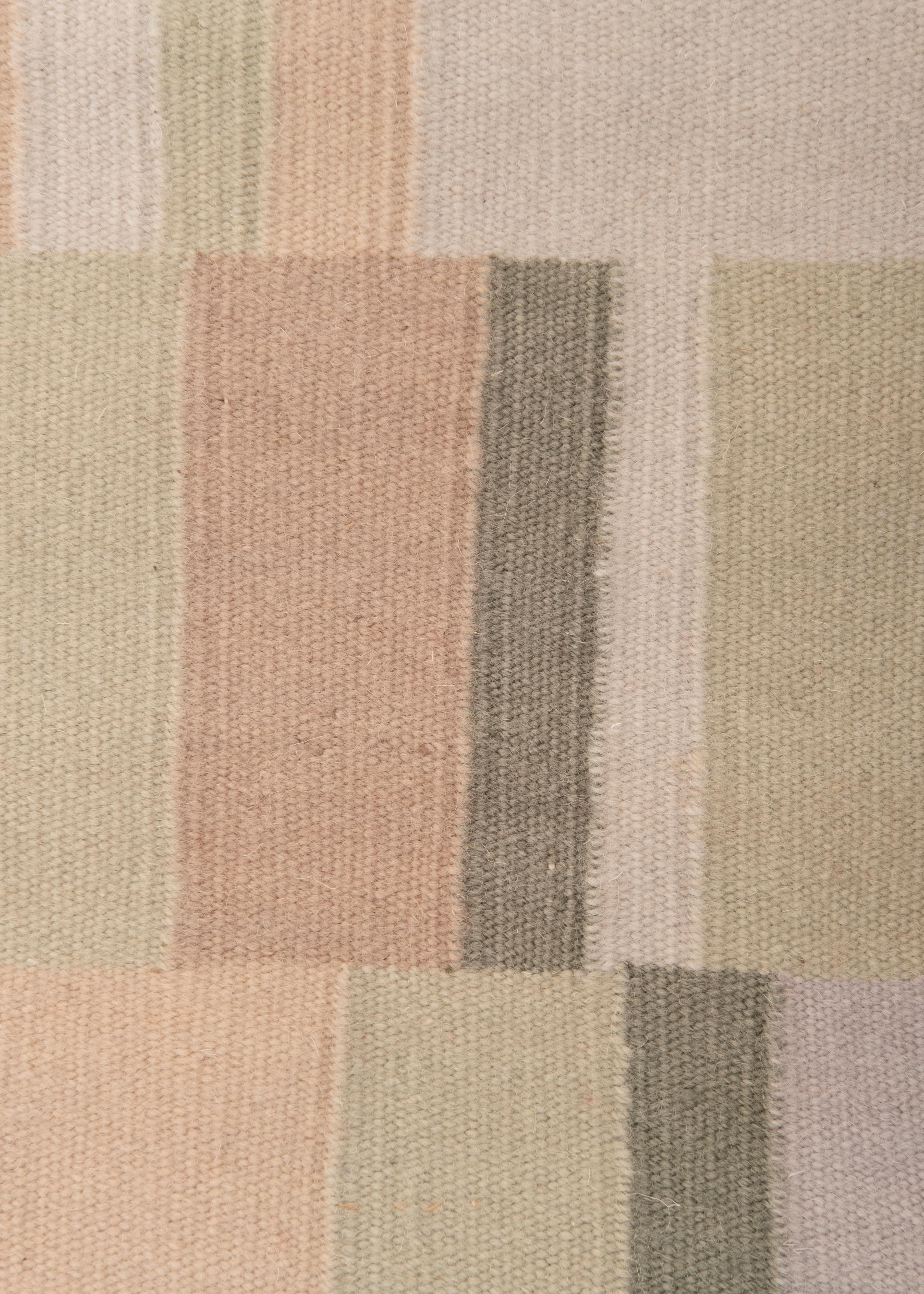 Tempo Sette - Natural - Design Summer Kilim Rug Contemporary Wool Cotton Flat In New Condition In MILANO, ML