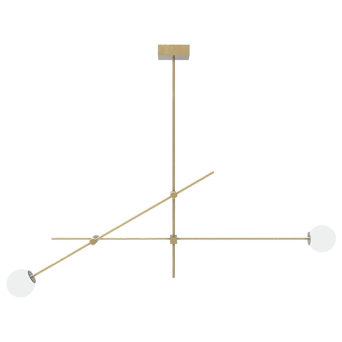 Tempo Small Chandelier in Raw Brass with Handblown Glass Globes