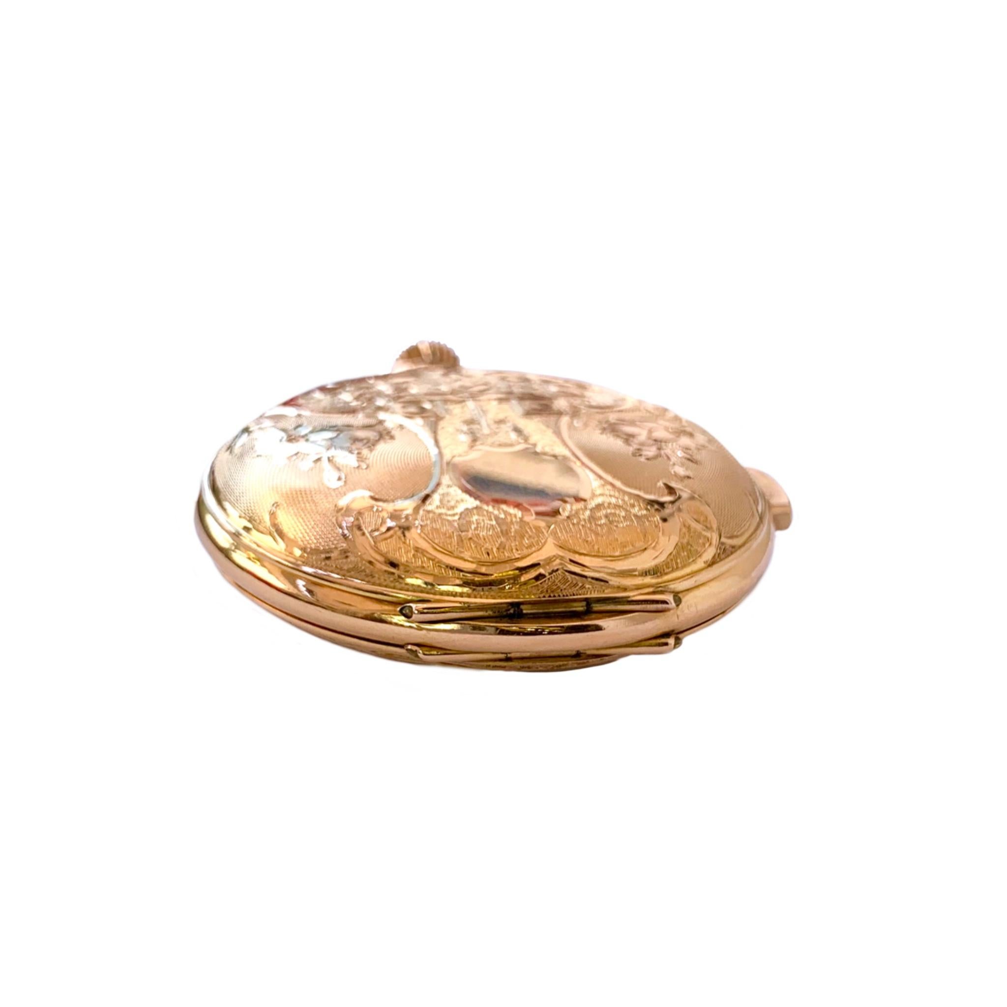 Tempora 18 Karat Yellow Gold Hunting Case Pocket Watch For Sale 2