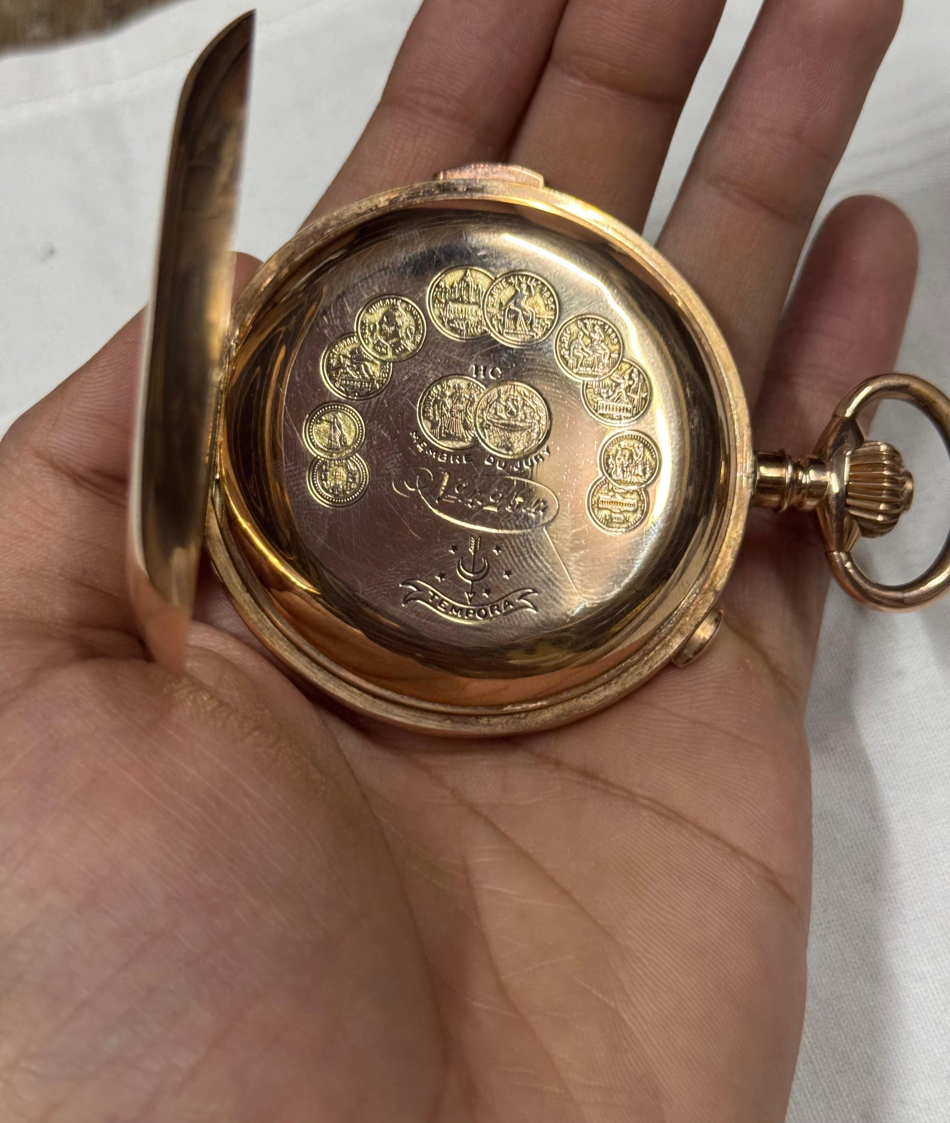 TEMPORA Quarter Repeater Chronograph 14k Solid Gold With 12 Award Winning For Sale 2
