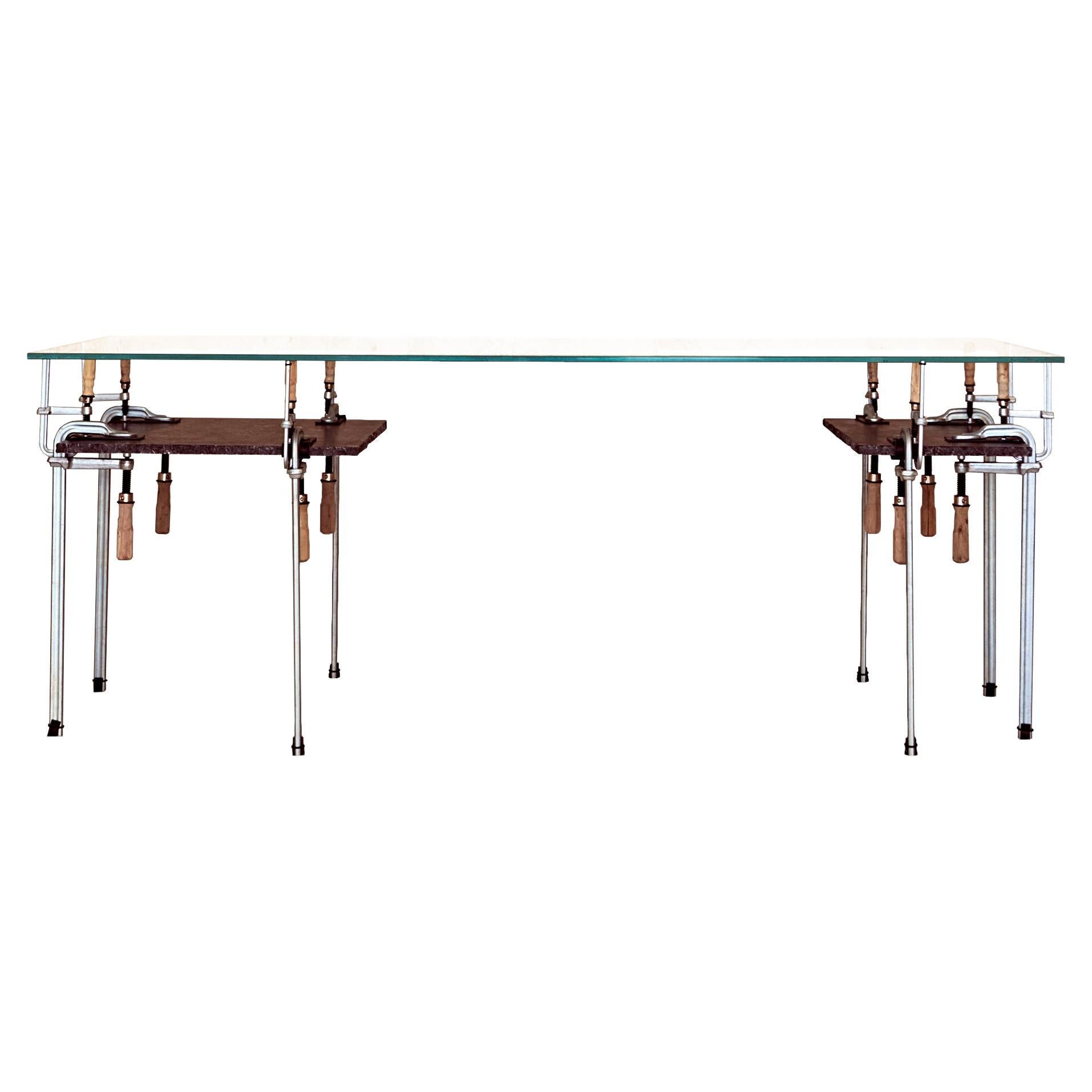 Temporal Collection, Limited Edition, Marble, Glass, Steel Desk 'Exercise 2' For Sale