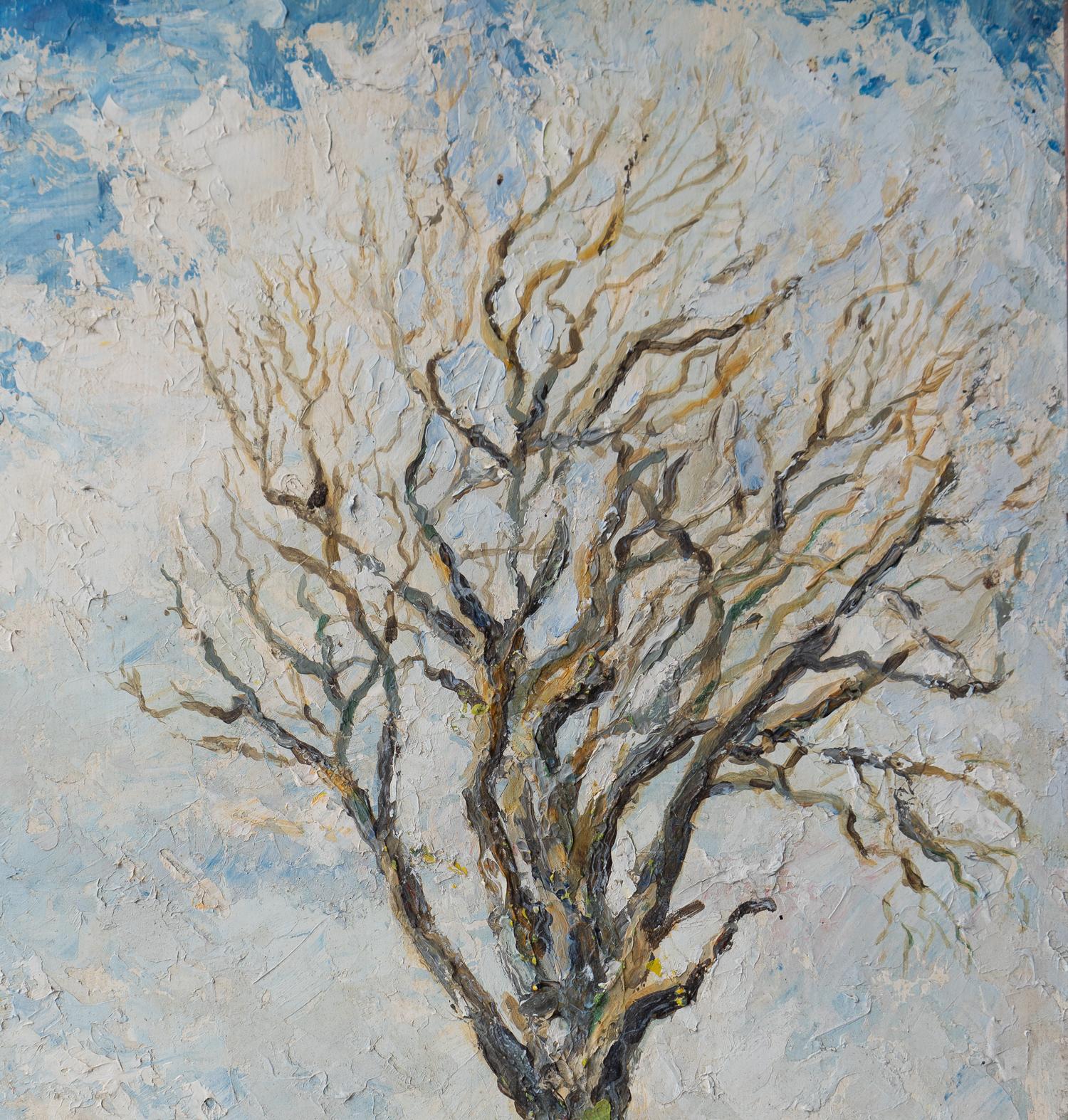 Late 20th Century 'Temporary Tree' By Edward Magnay, Original Vintage Oil Painting, Mid 20th C. For Sale