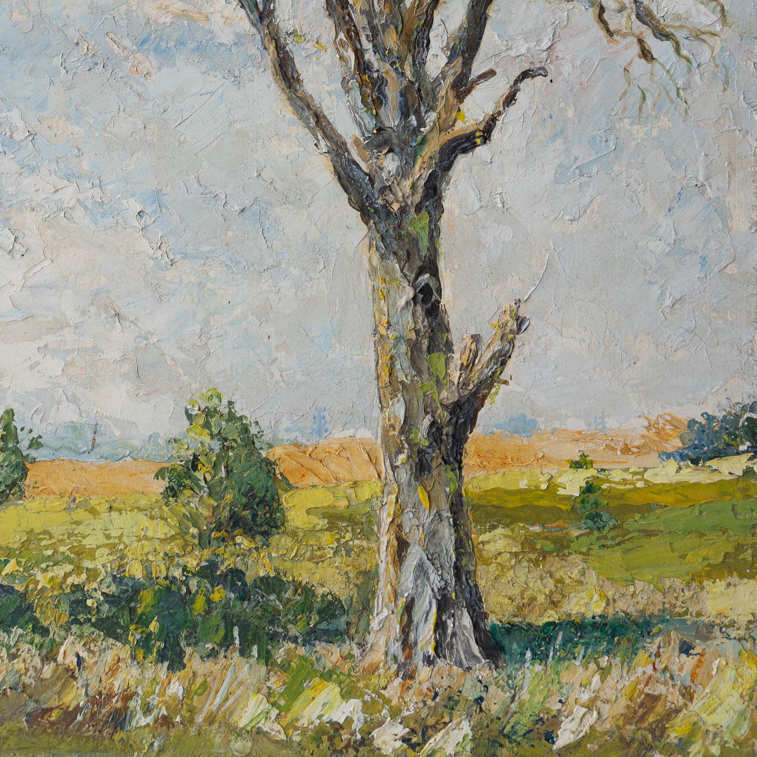 Canvas 'Temporary Tree' By Edward Magnay, Original Vintage Oil Painting, Mid 20th C. For Sale