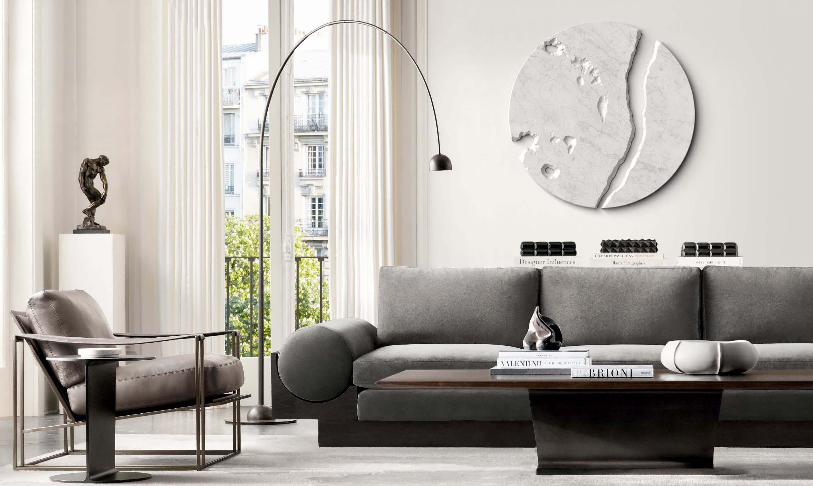 Tempus Fractum, kreisförmige Wandskulptur aus Marmor (Carrara-Marmor) im Angebot