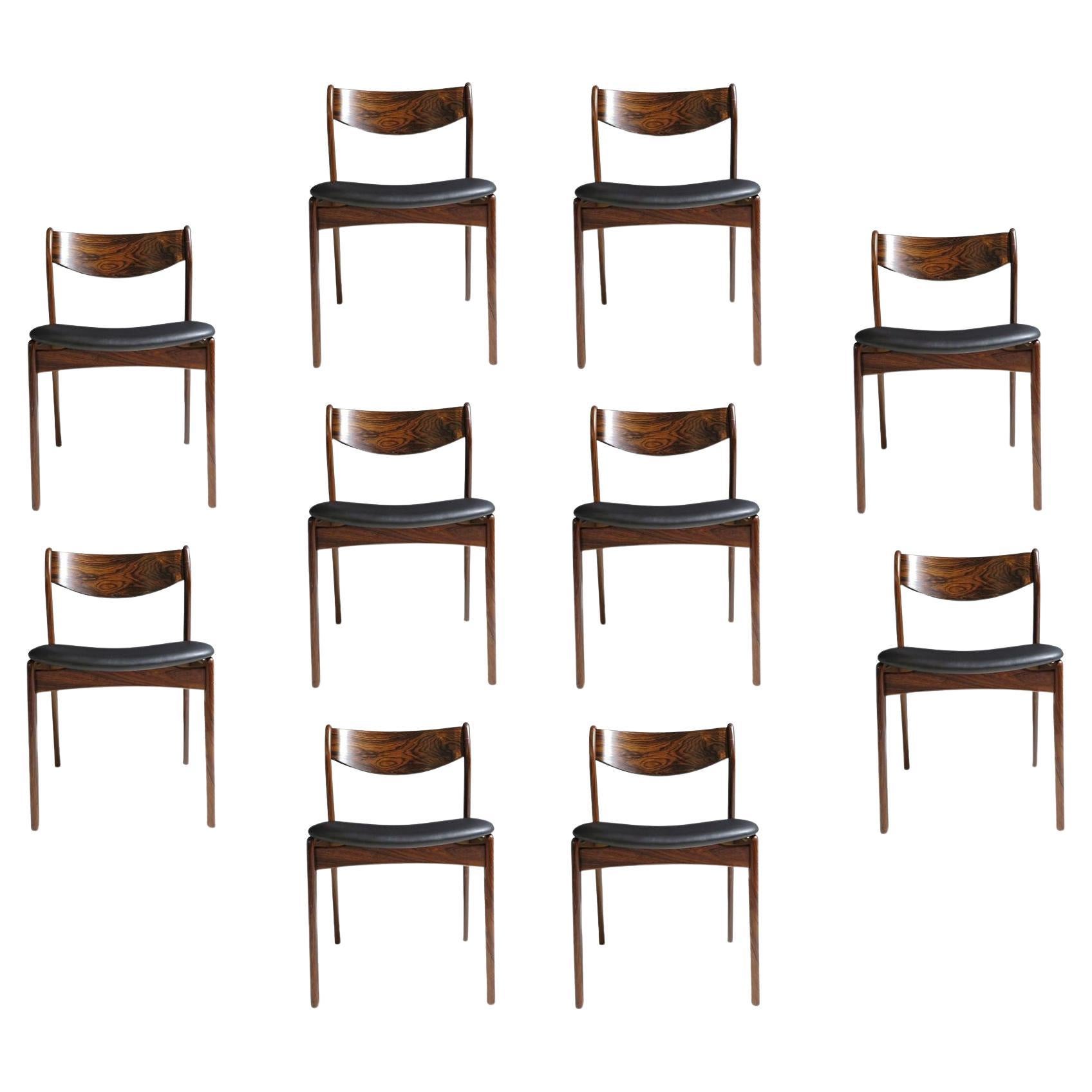 Zehn (10) Mitte des 20. Jahrhunderts brasilianische Palisander PE Jorgensen dänische Esszimmerstühle im Angebot