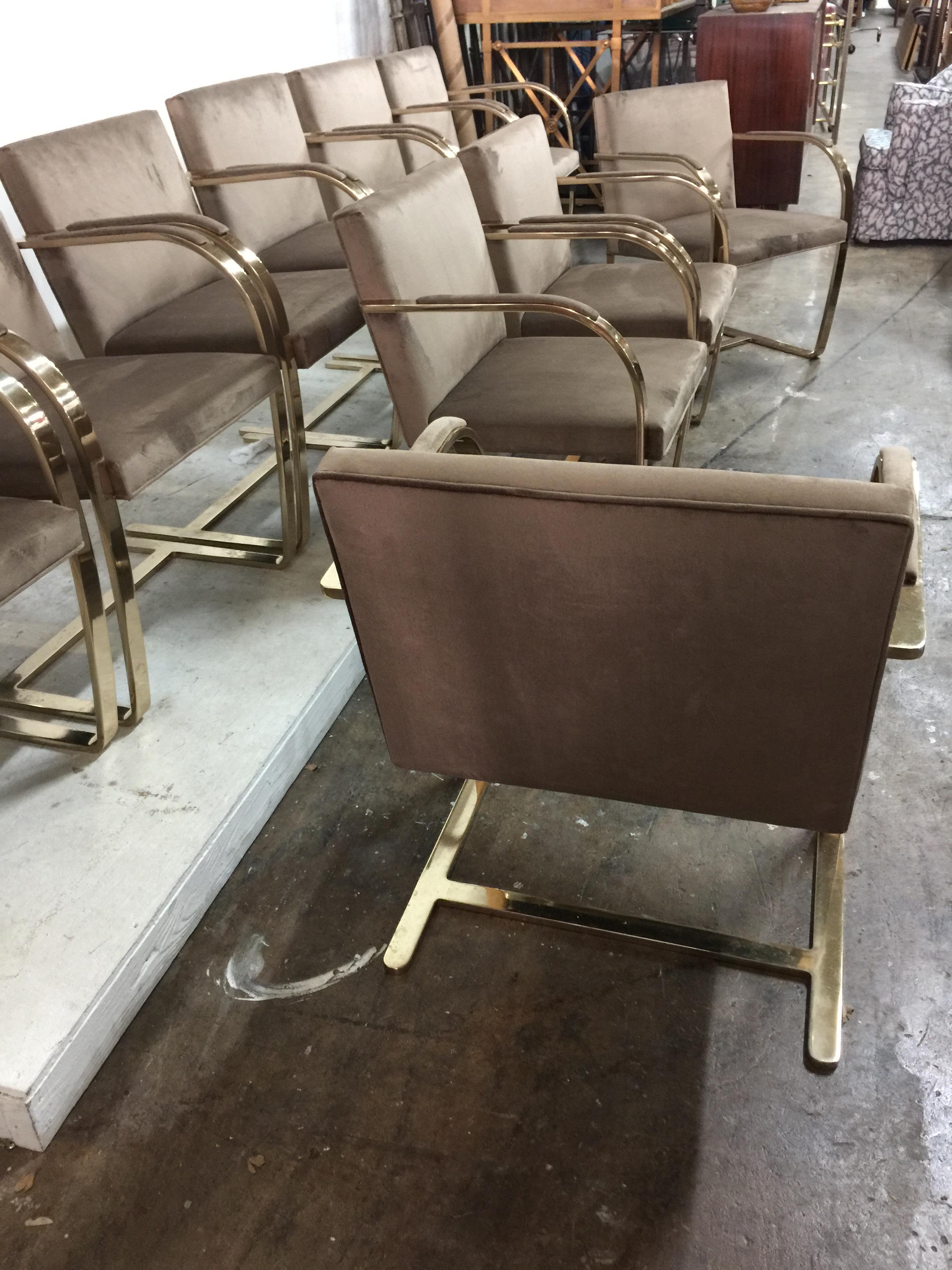 Ten '10' Vintage Solid Brass Brno Chairs by Ludwig Mies van der Rohe 7