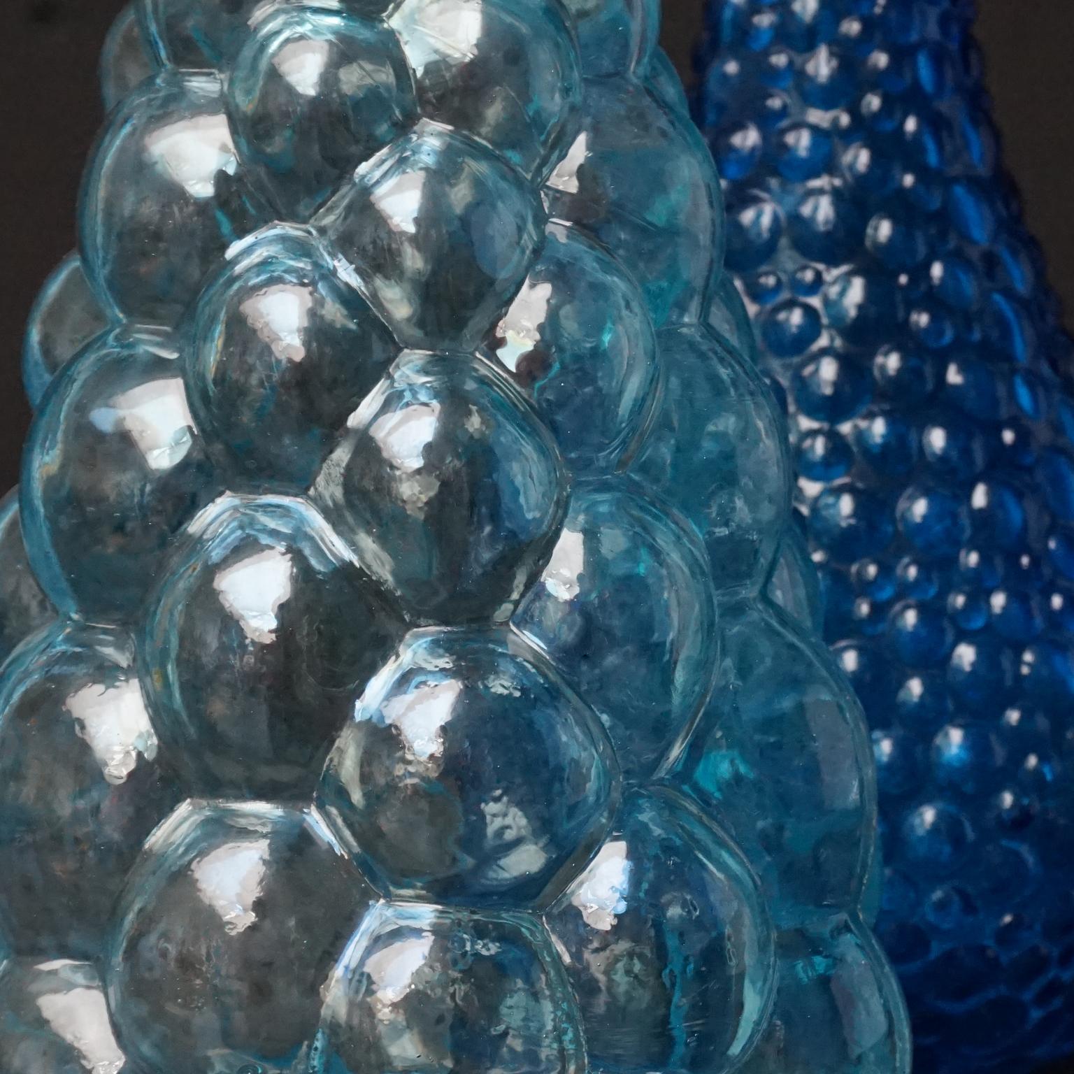 Ten MCM 1960s Blue Glass Italian Empoli Genie Bottles Decanters, Vases Candy Jar 1