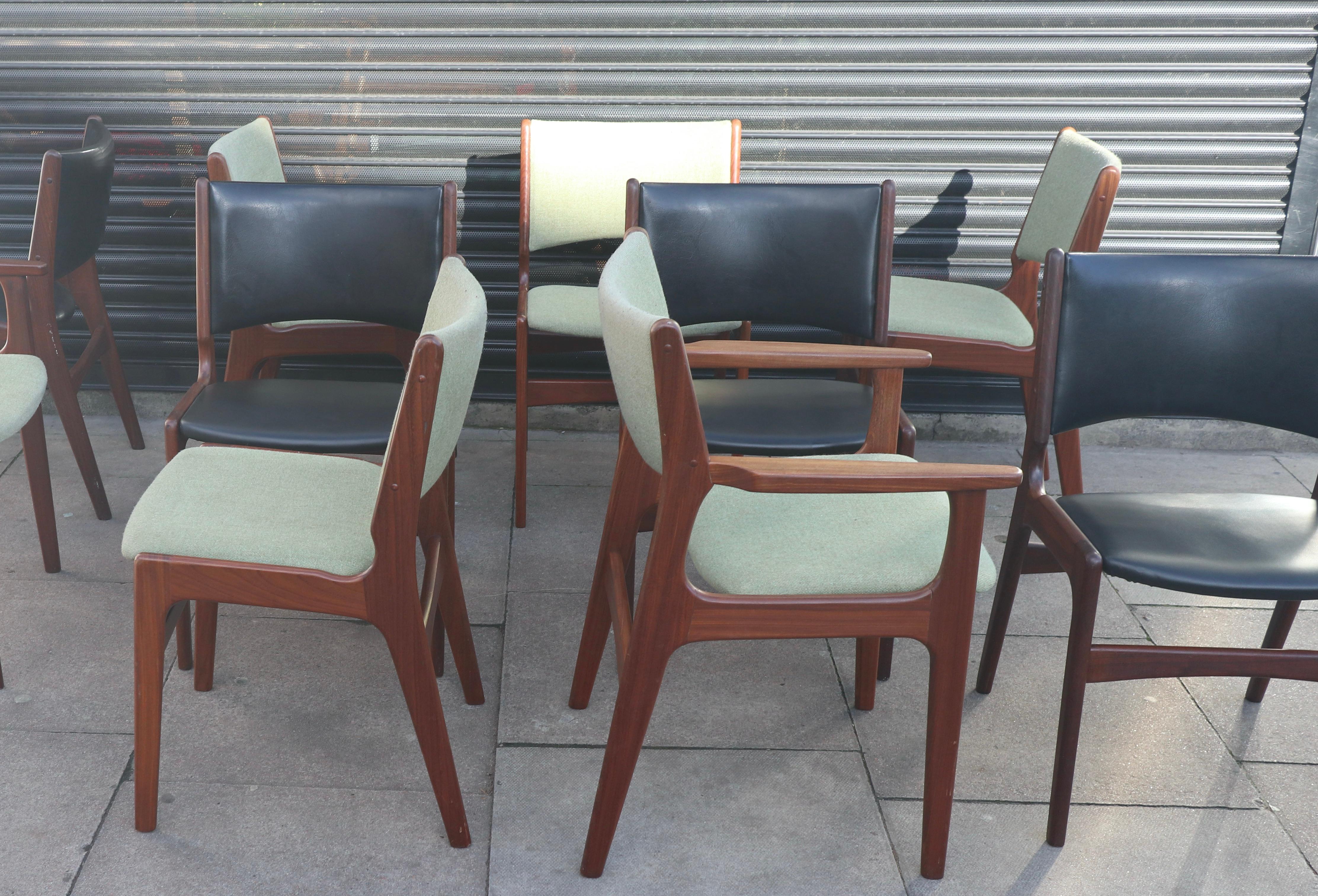 Mid-Century Modern Ten 1960s Erik Buch 'Model 89' Teak Danish Dining Chairs  For Sale