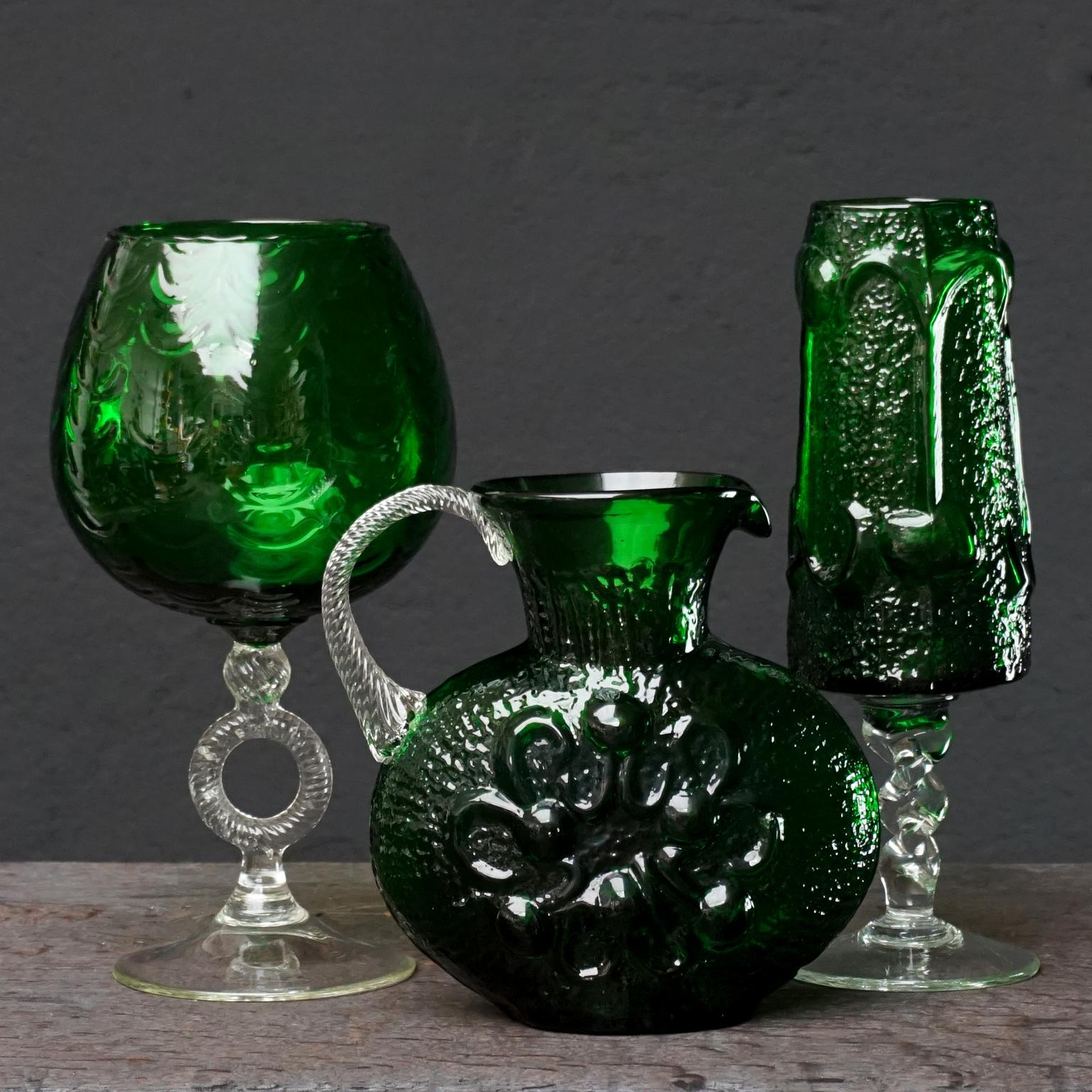 green glass decanter made in italy