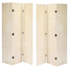 Ten 36"H x 12"W Parchment Covered Panel Folding Screens with Hinges