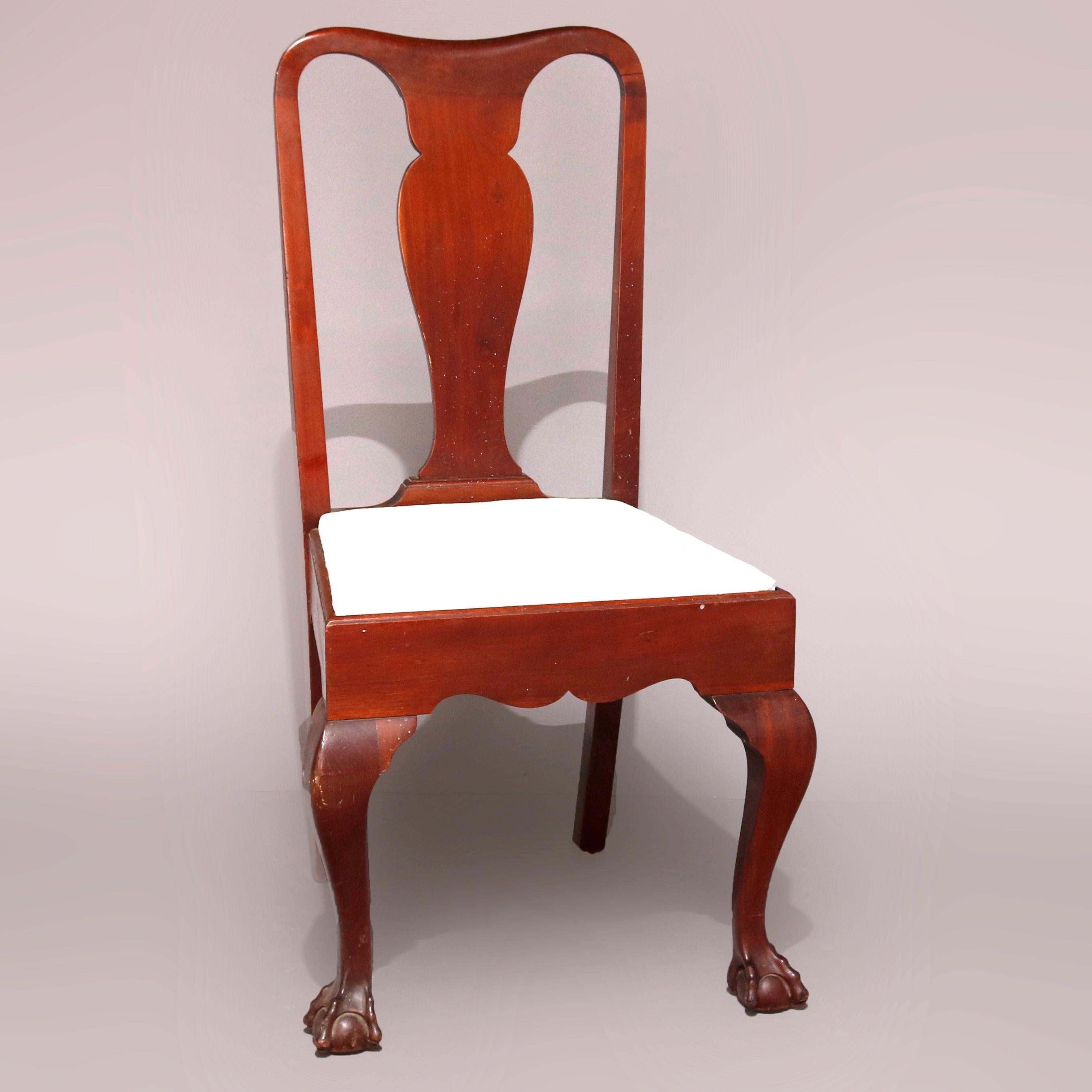 Carved Ten Antique American Empire Flame Mahogany Dining Chairs, circa 1900