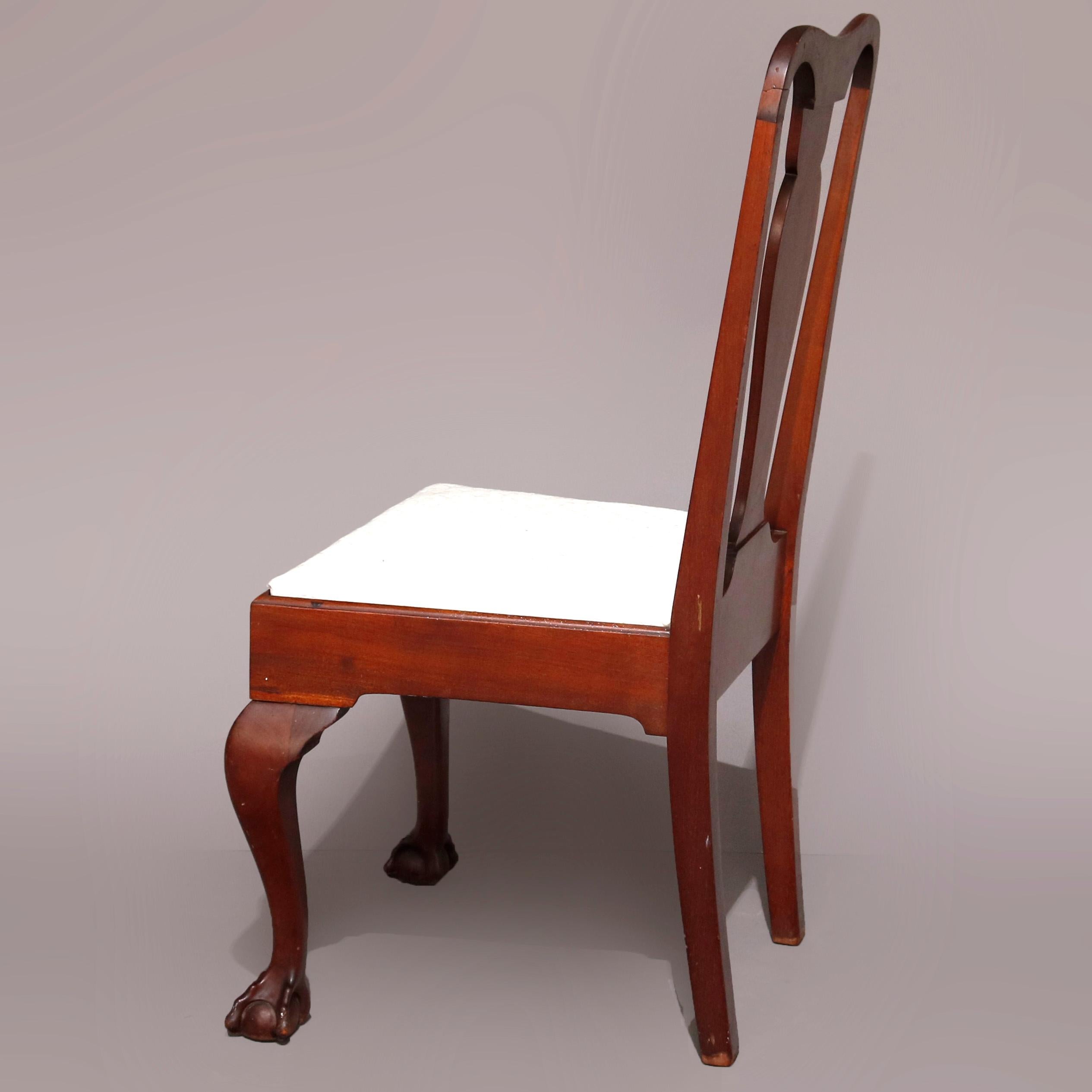 Ten Antique American Empire Flame Mahogany Dining Chairs, circa 1900 In Good Condition In Big Flats, NY