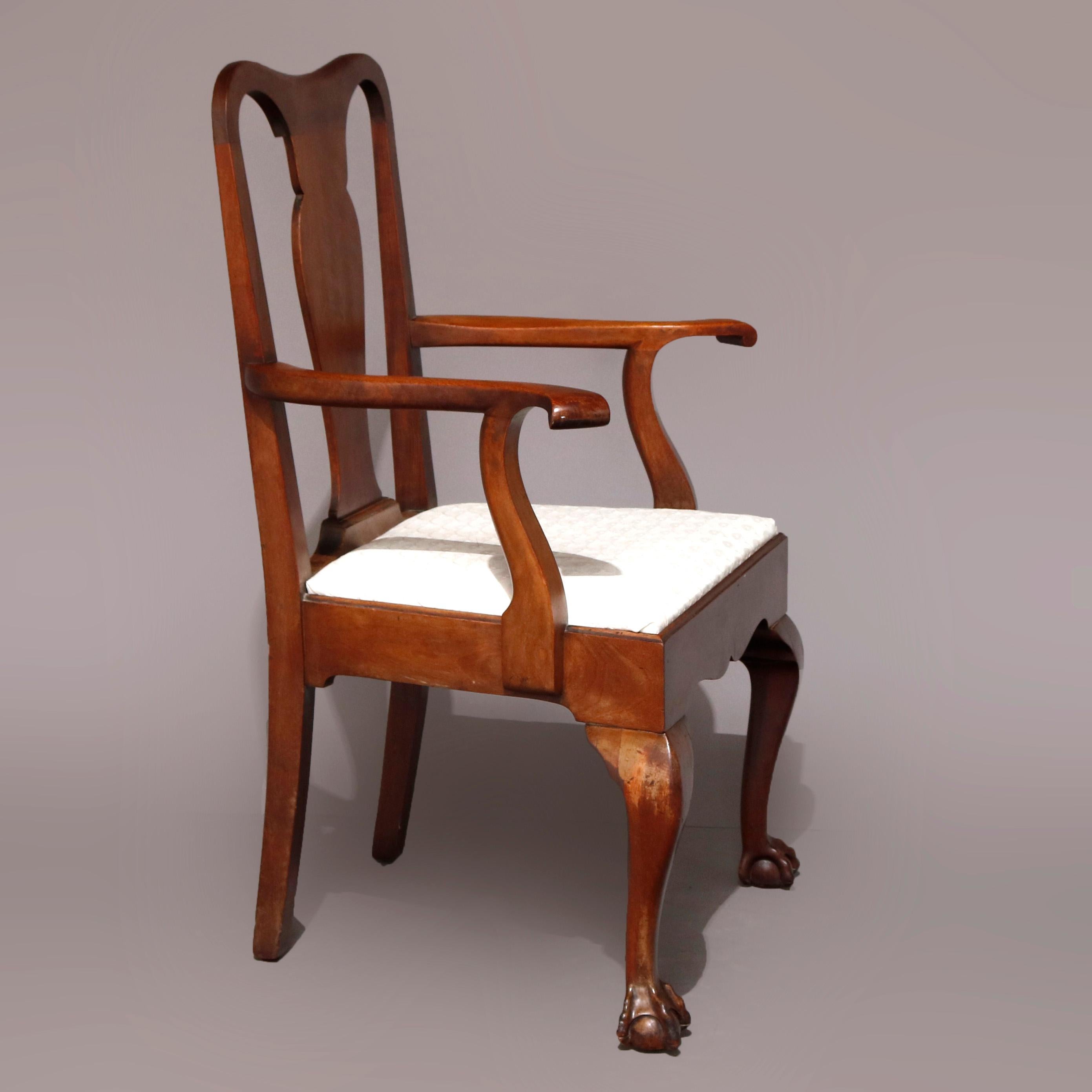 Upholstery Ten Antique American Empire Flame Mahogany Dining Chairs, circa 1900
