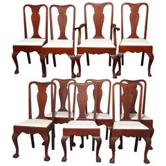 Ten Antique American Empire Flame Mahogany Dining Chairs, circa 1900
