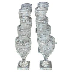 Twelve Antique Baccarat Port Wine Glasses by St. Anne Factory, Voneche, 1810.