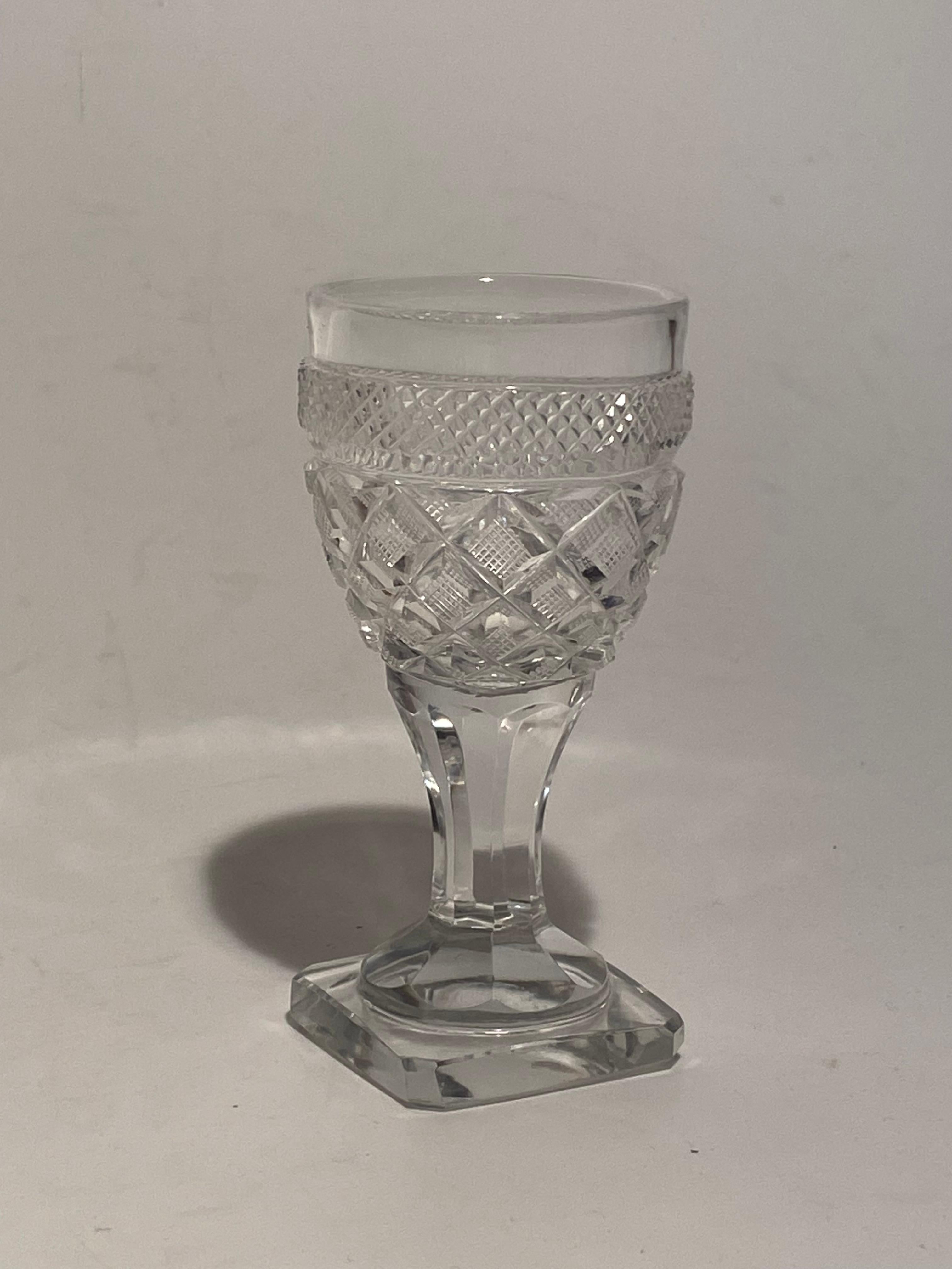 Belgian Ten Antique Baccarat Port Wine Glasses by St. Anne Factory, Voneche, 1810. For Sale