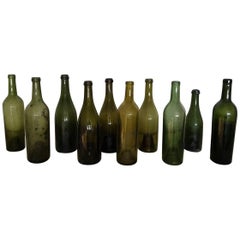 Ten Antique French Wine Bottles from the 19th Century