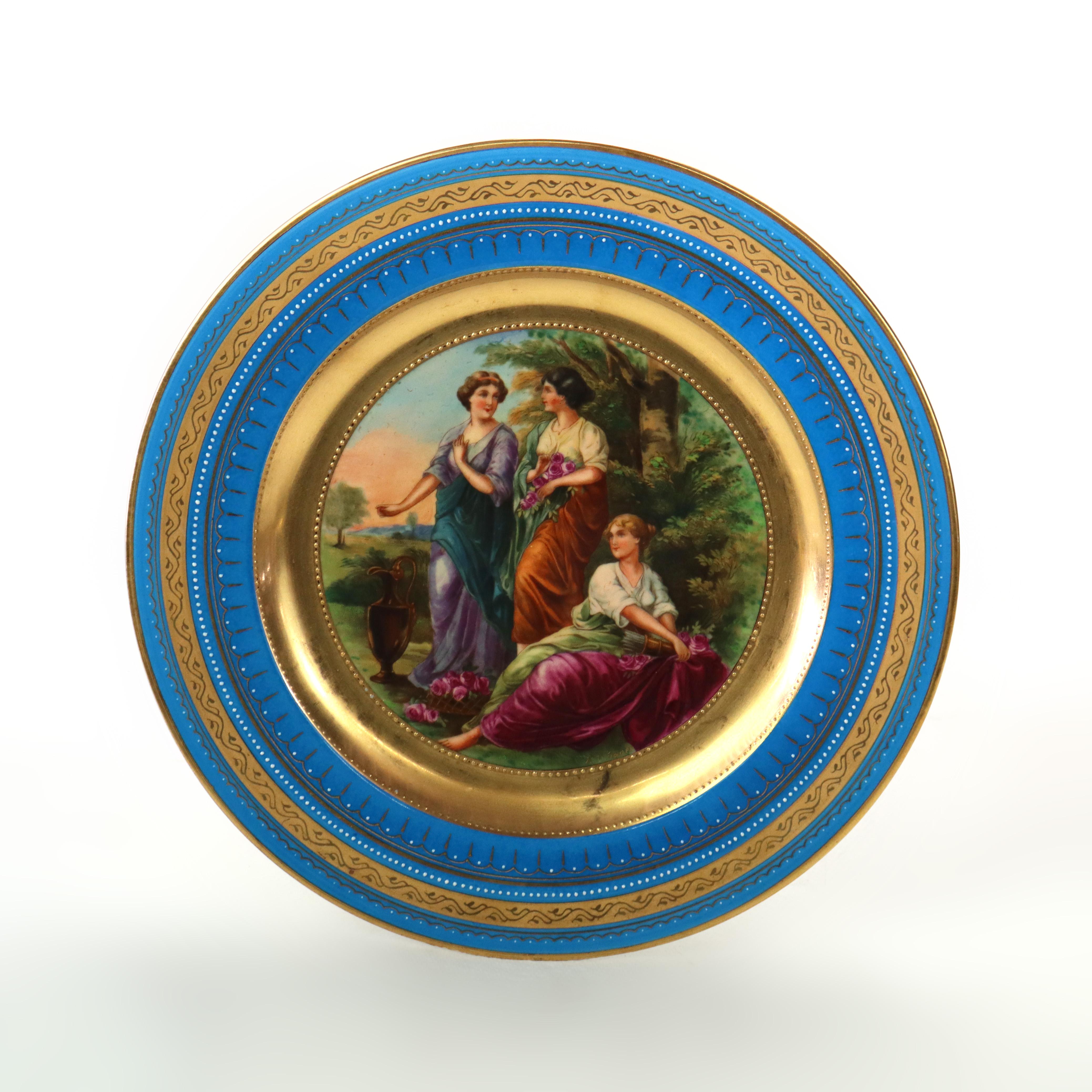 Dix assiettes anciennes en porcelaine Royal Vienna Porcelain avec scènes classiques C1920 en vente 5