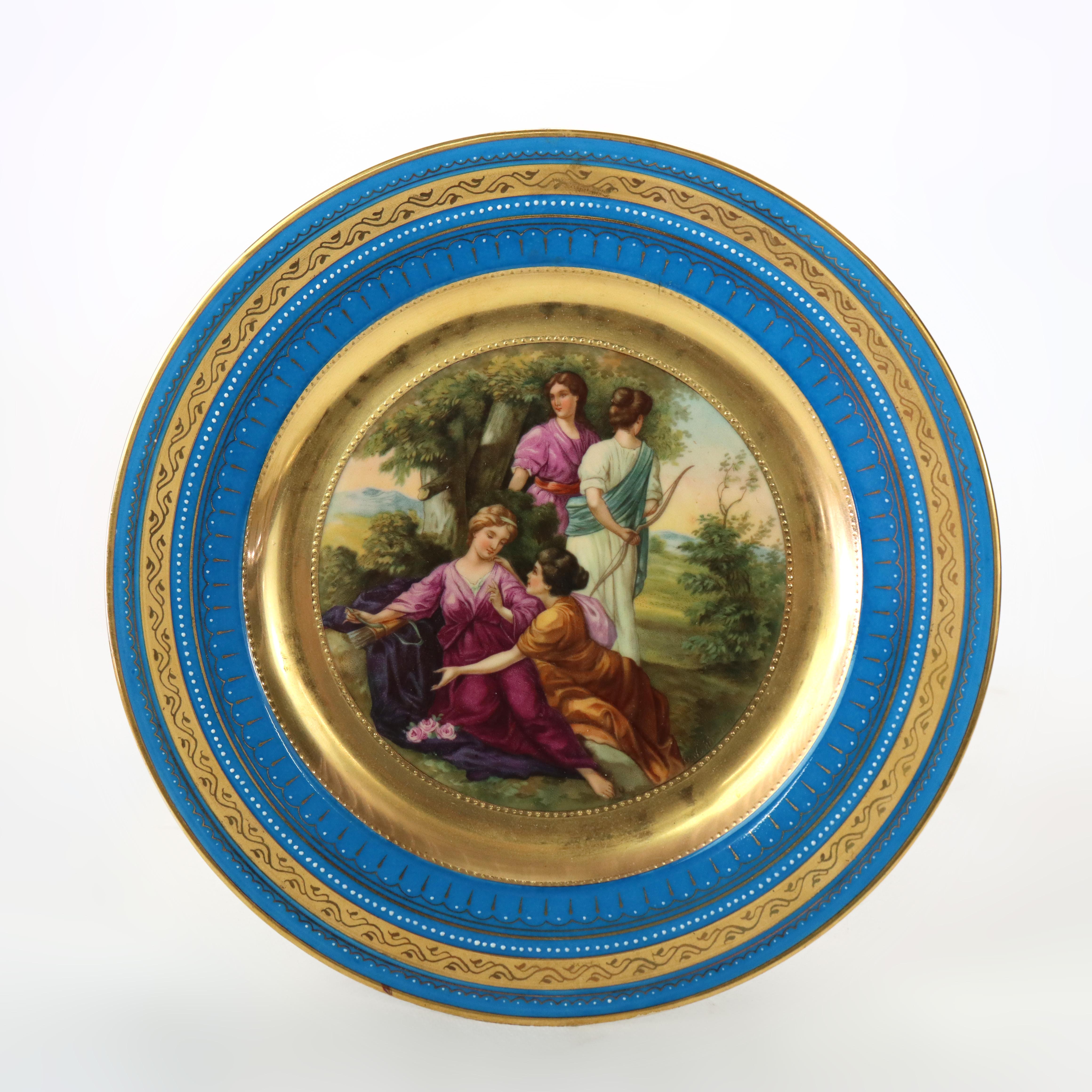 Dix assiettes anciennes en porcelaine Royal Vienna Porcelain avec scènes classiques C1920 en vente 1