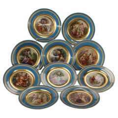 Ten Antique Royal Vienna Pictorial Porcelain Plates with Classical Scenes C1920