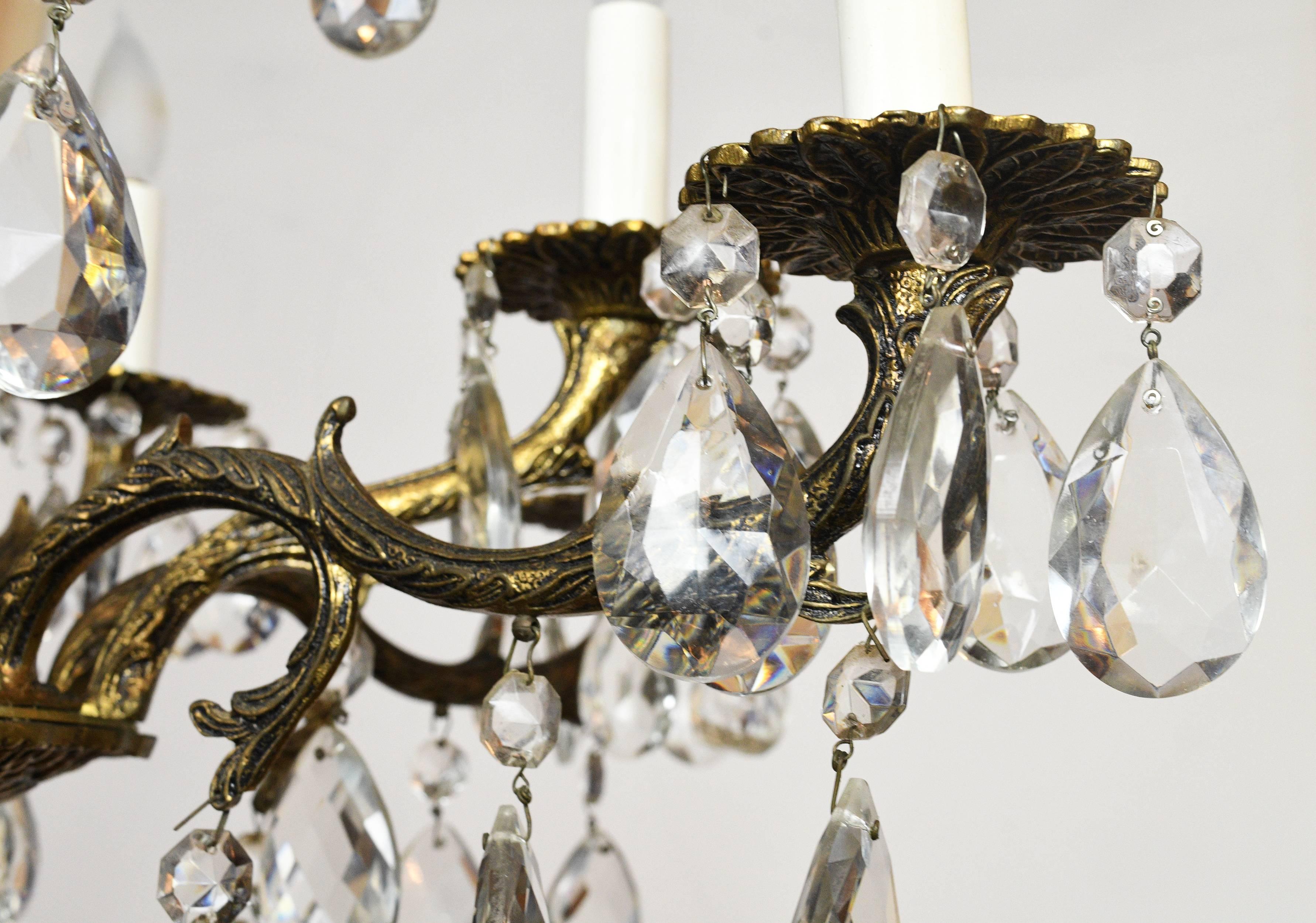 Lustre espagnol à dix bras en cristal 6