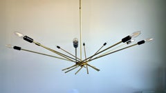 Ten-Arm / Torchiere Brass & Black Accents Stilnovo Attributed Sputnik Chandelier