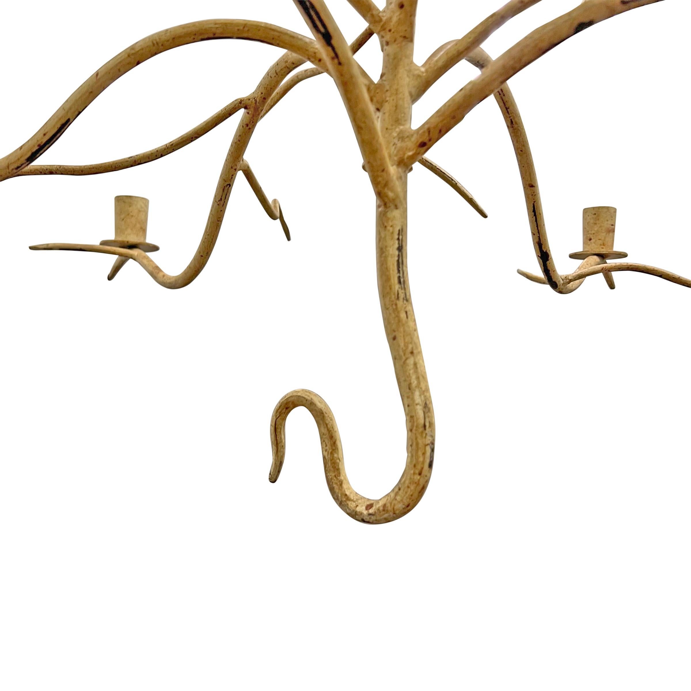 Ten Arm Wrought Iron Tree-Branch Chandelier For Sale 6