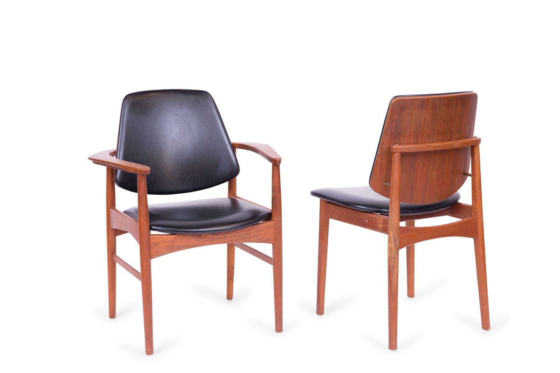 Ten Arne Hovmand Olsen Teak & Brass Dining Chairs 6