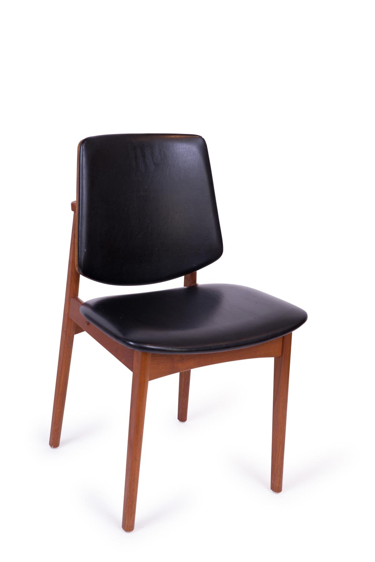 Mid-Century Modern Ten Arne Hovmand Olsen Teak & Brass Dining Chairs