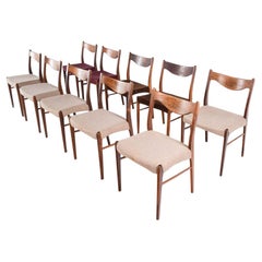 Dix chaises de salle à manger en bois de rose Arne Wahl Iversen Gs60 pour Glyngore Stolefabrik.