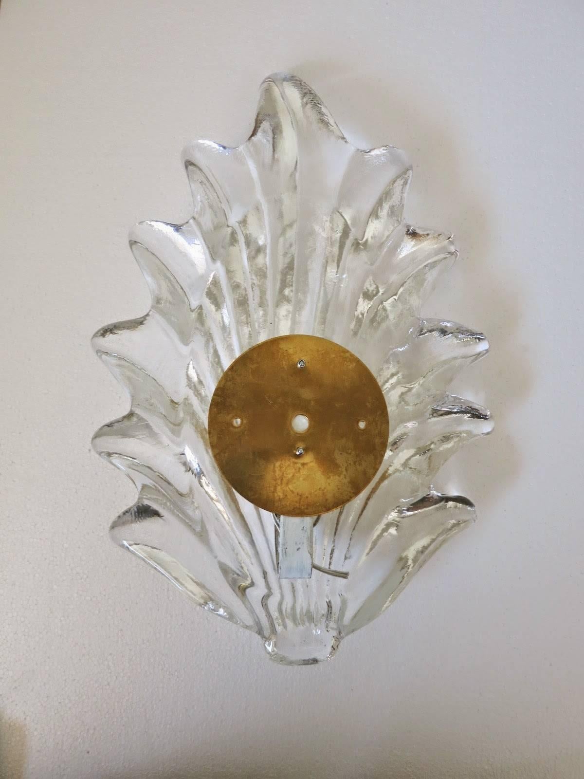Brass Six Art Deco Leaf Sconces by Barovier e Toso