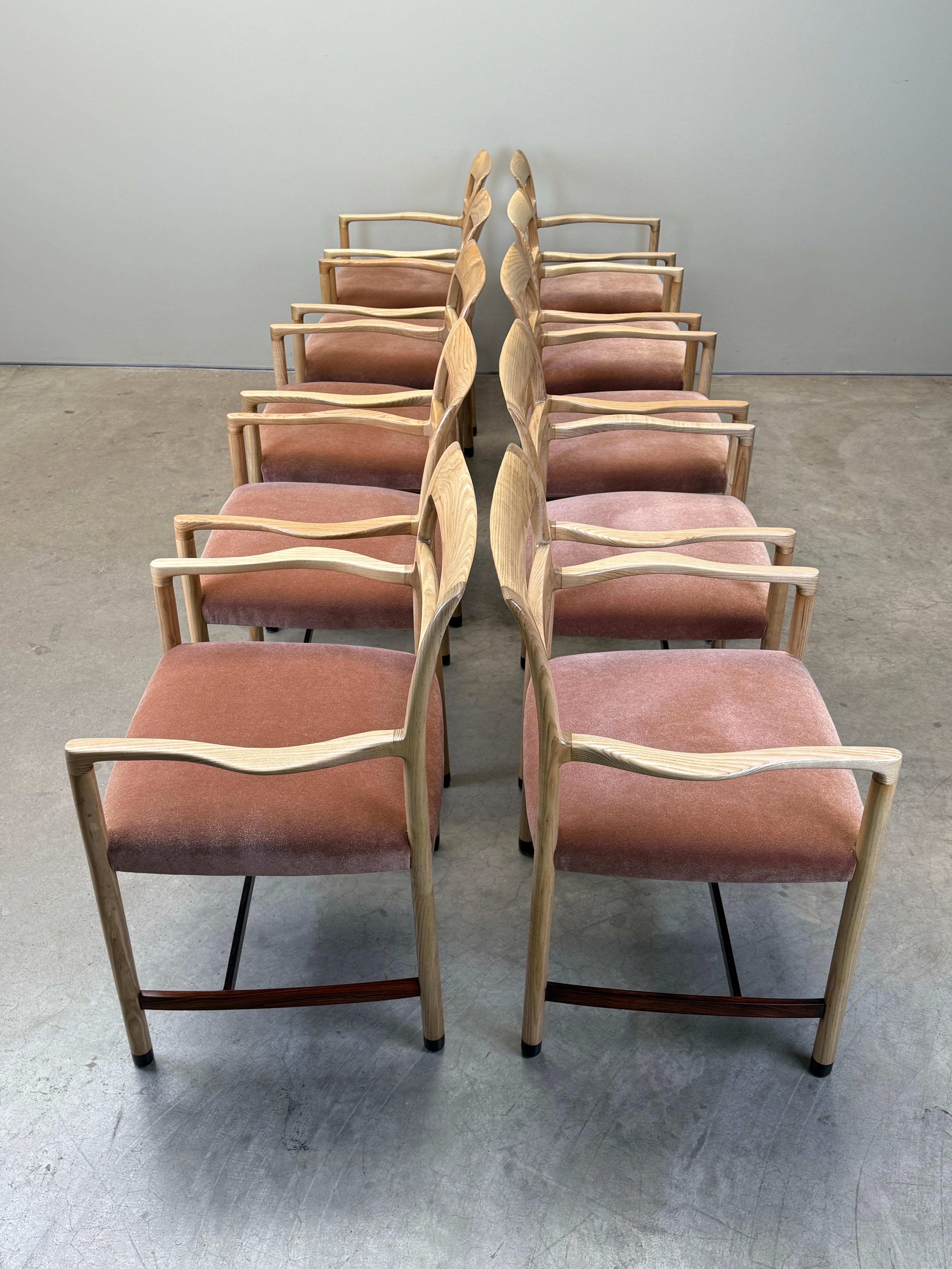 Dieci poltrone da pranzo in frassino e palissandro di Dunbar in vendita 12