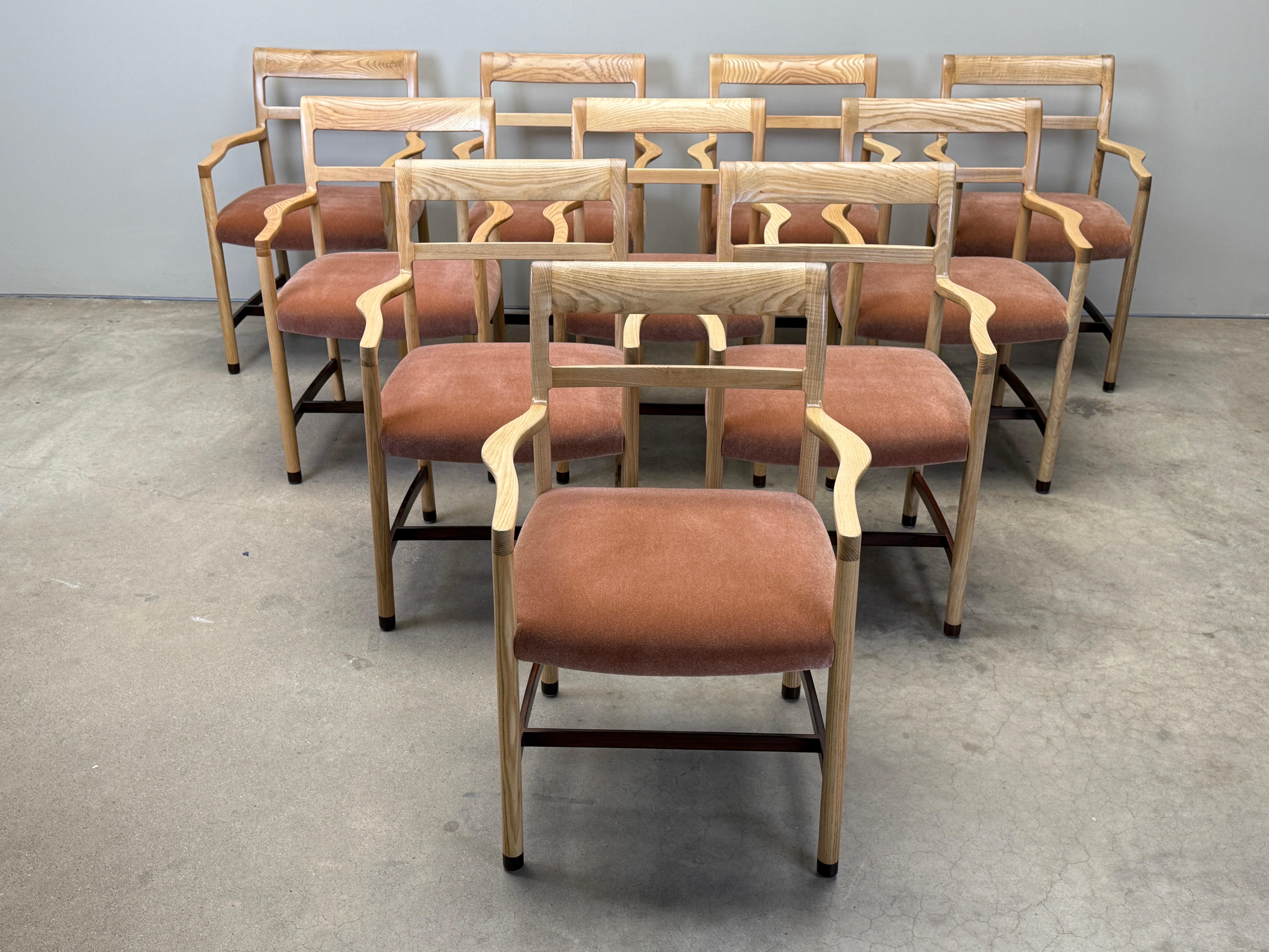 Dieci poltrone da pranzo in frassino e palissandro di Dunbar in vendita 13