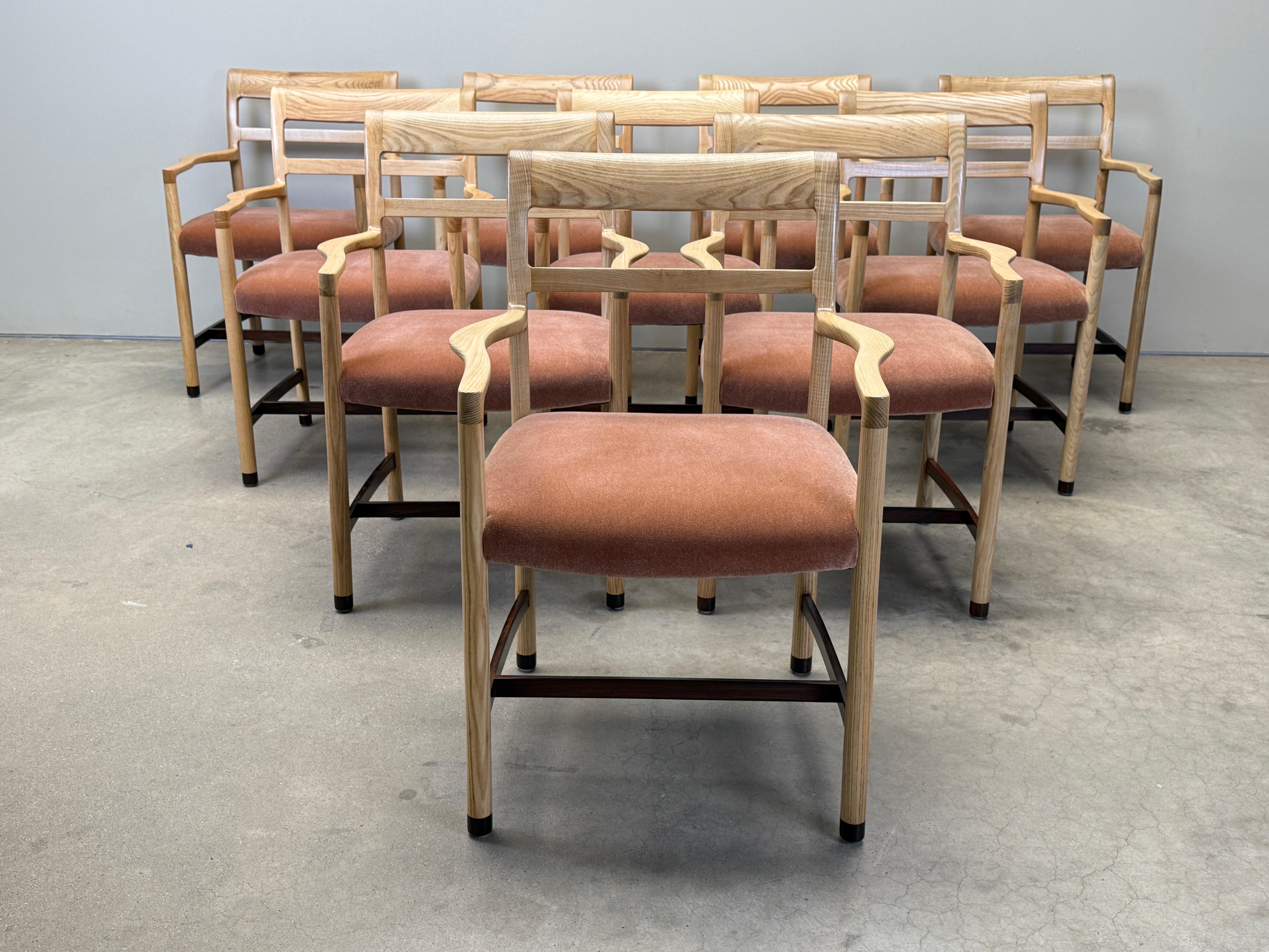 Dieci poltrone da pranzo in frassino e palissandro di Dunbar in vendita 14