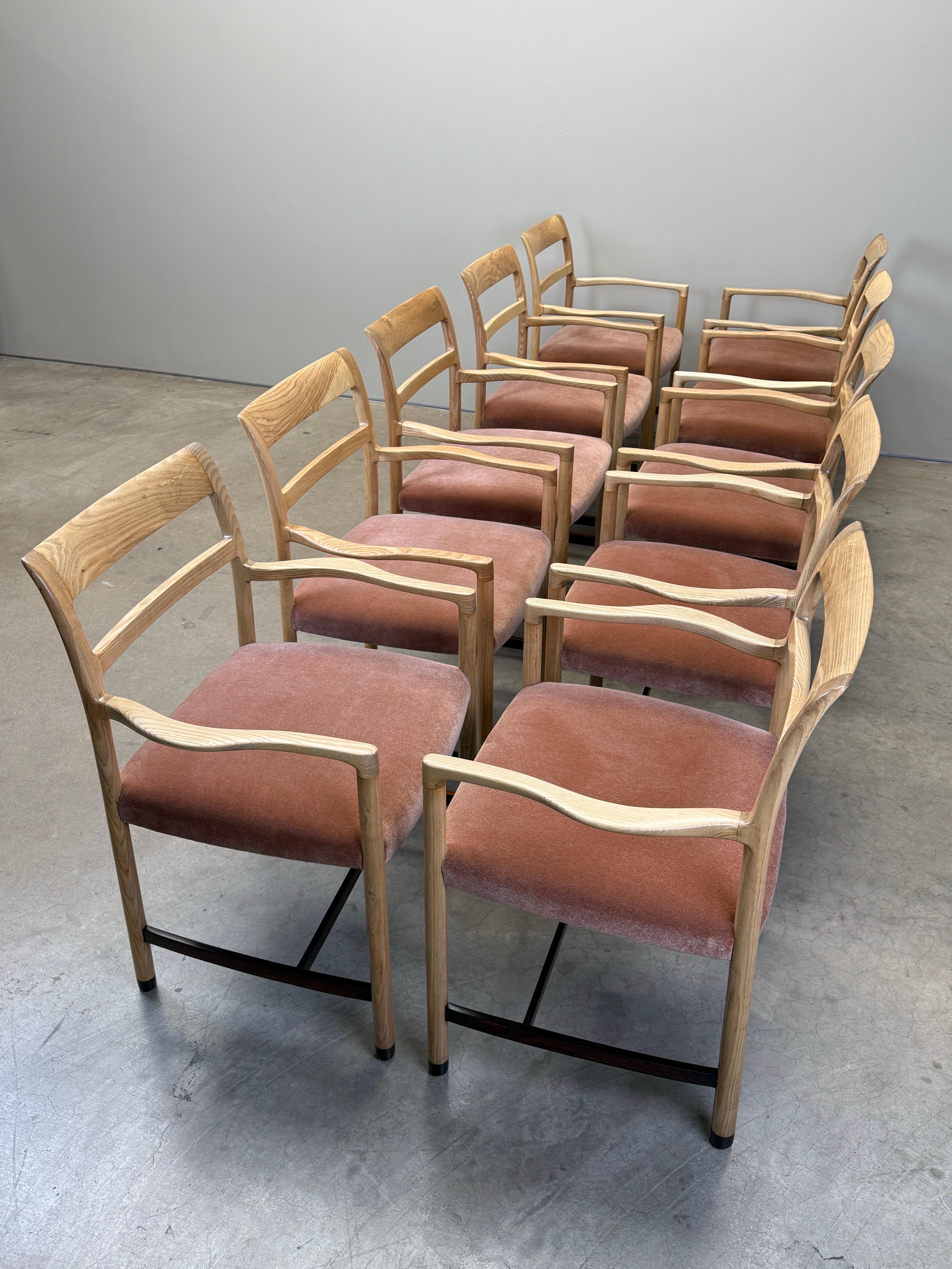 Dieci poltrone da pranzo in frassino e palissandro di Dunbar in vendita 15