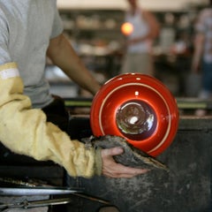 Ten Banded Amber Barrel Vase, Hand Blown Glass - Made to Order