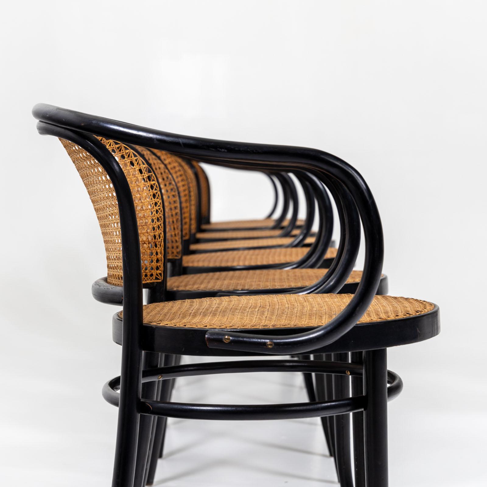 Dix fauteuils en bois courbé noir de Drevounia, République tchèque, milieu du XXe siècle Bon état - En vente à Greding, DE