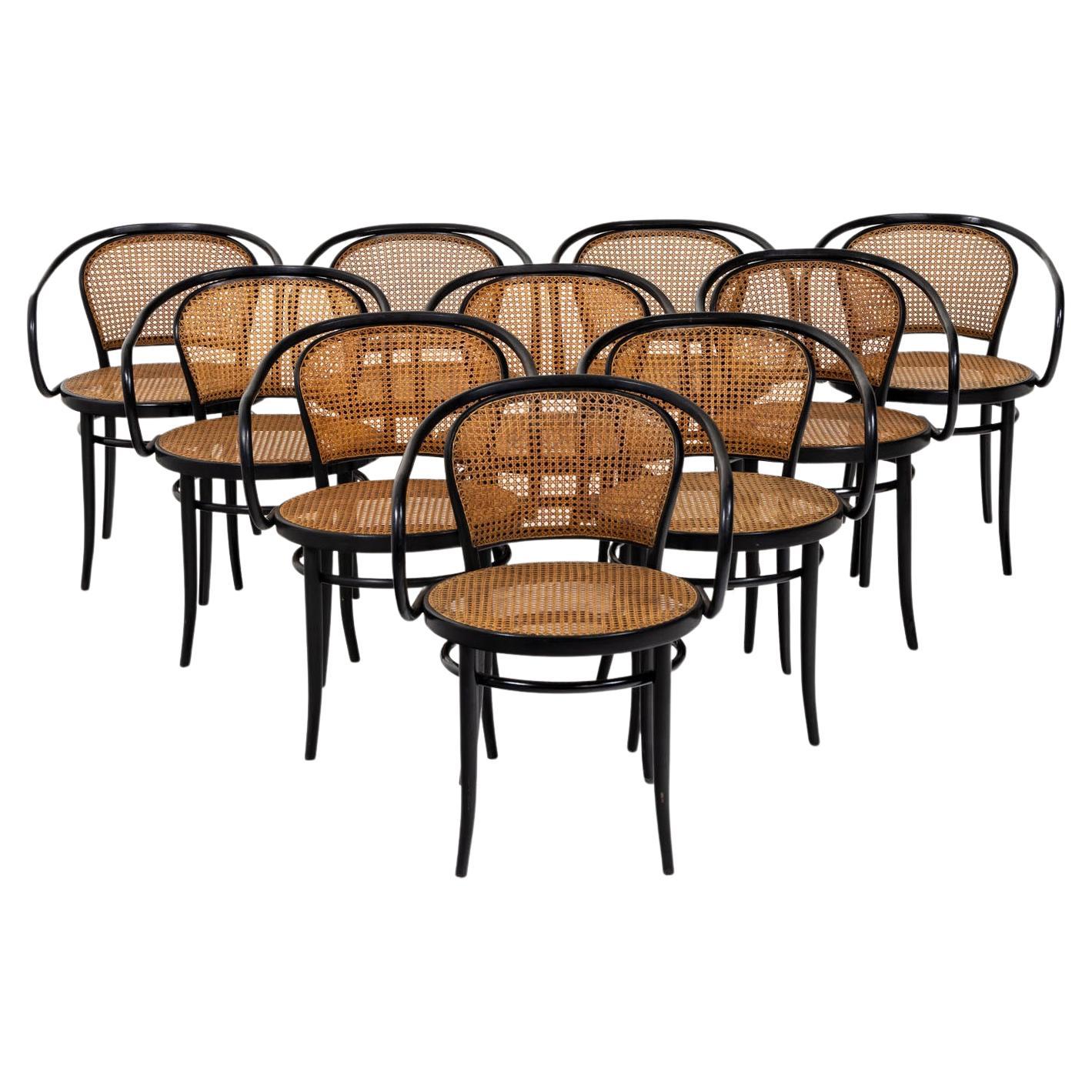 Ten black Bentwood Armchairs from Drevounia, Czech Republic, Mid-20th Century