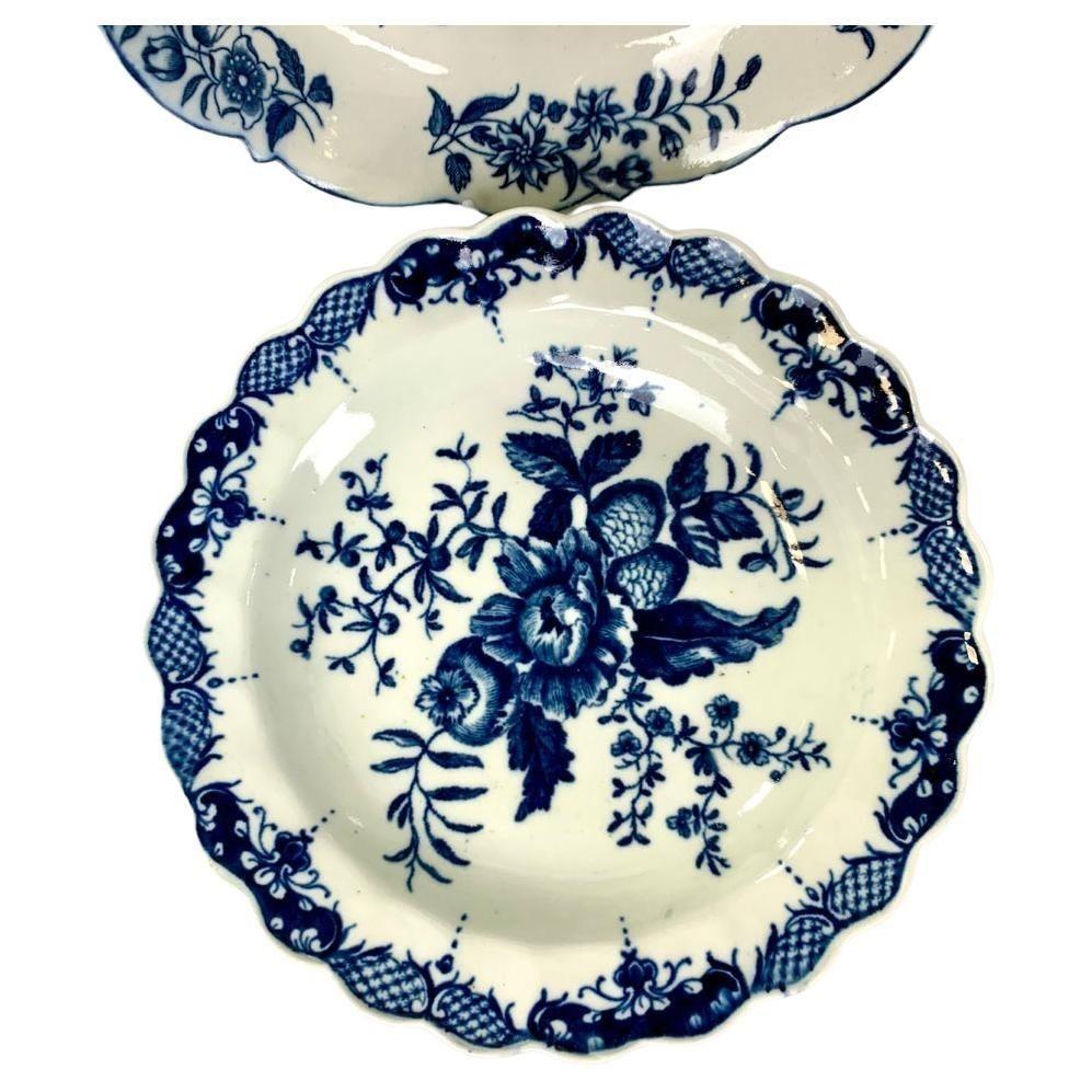 Cabinet Set 10 Blue and White 18th Century Dr Wall Worcester Porcelain Dishes 1