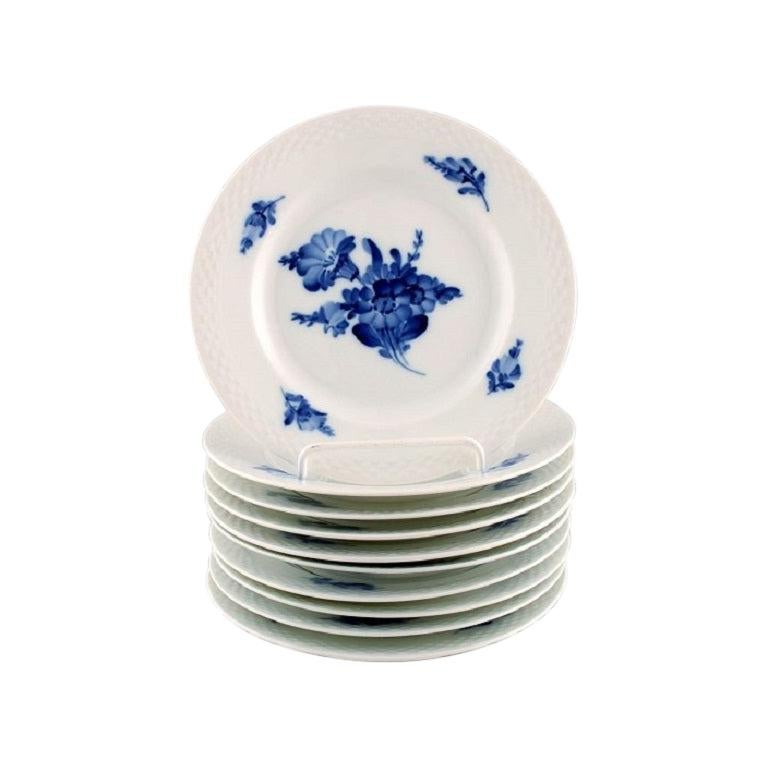 Ten Blue Flower Braided Cake Plates from Royal Copenhagen, Number 10/8092