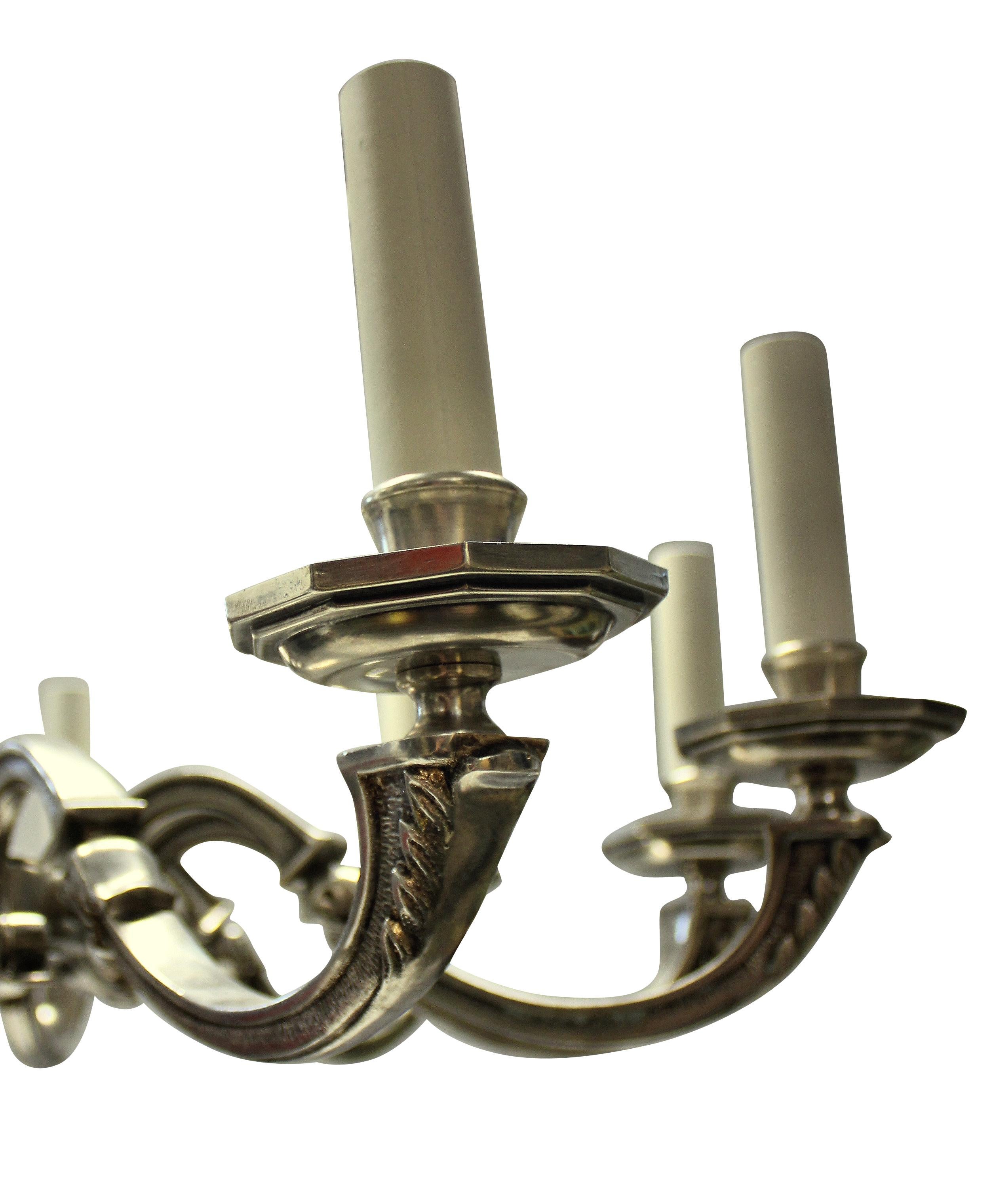 Neoclassical Ten Branch Silver Plated Neo Classical Chandelier
