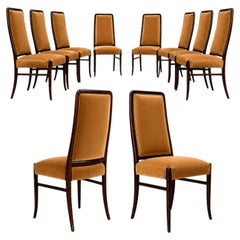 Ten Brazilian Modern Chairs in Brazilian Rosewood & Mohair, Joaquim Tenreiro