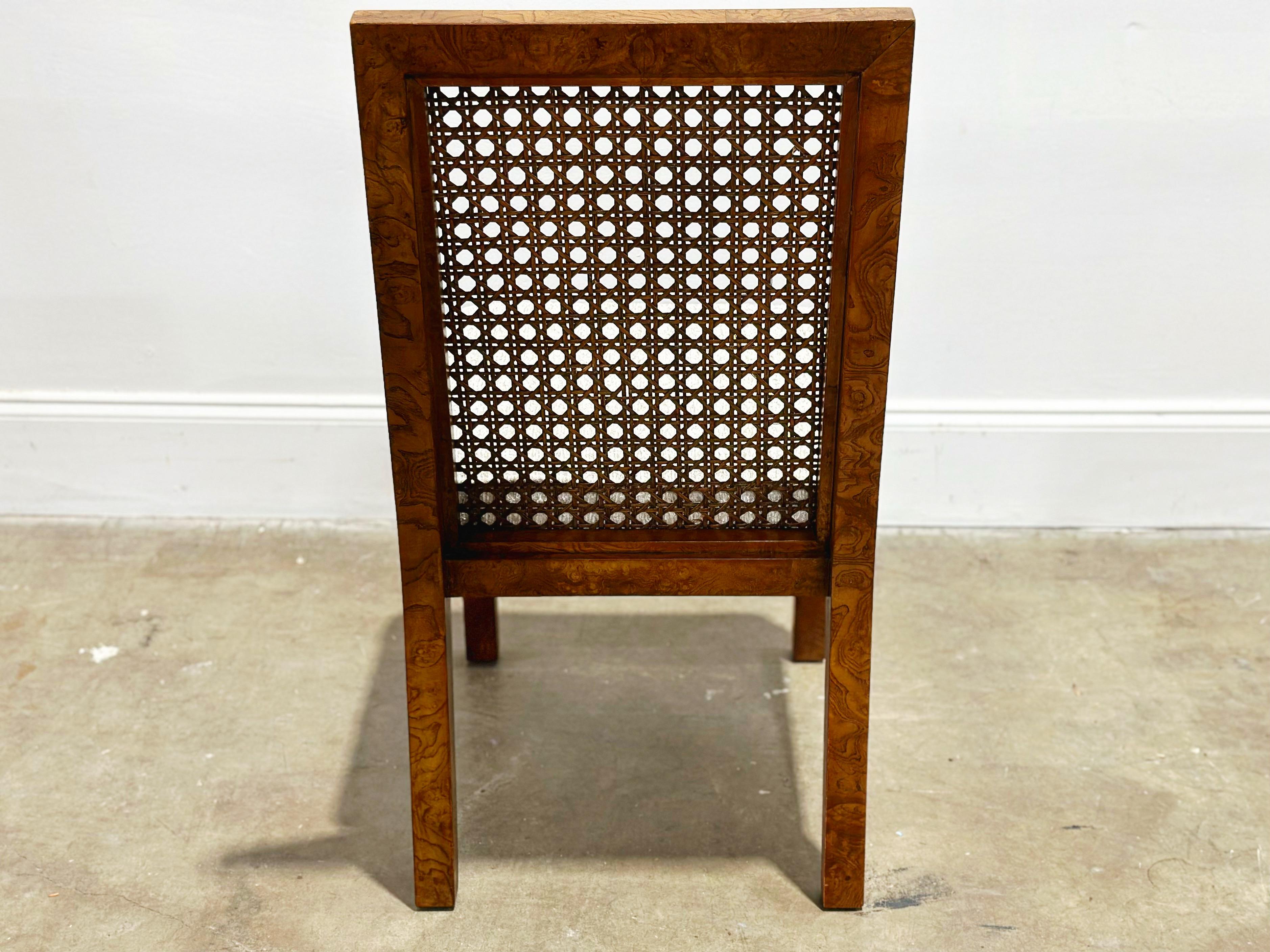 Ten Burl + Cane Parsons Dining Chairs, Rare Widdicomb Set of 10 Organic Modern  5