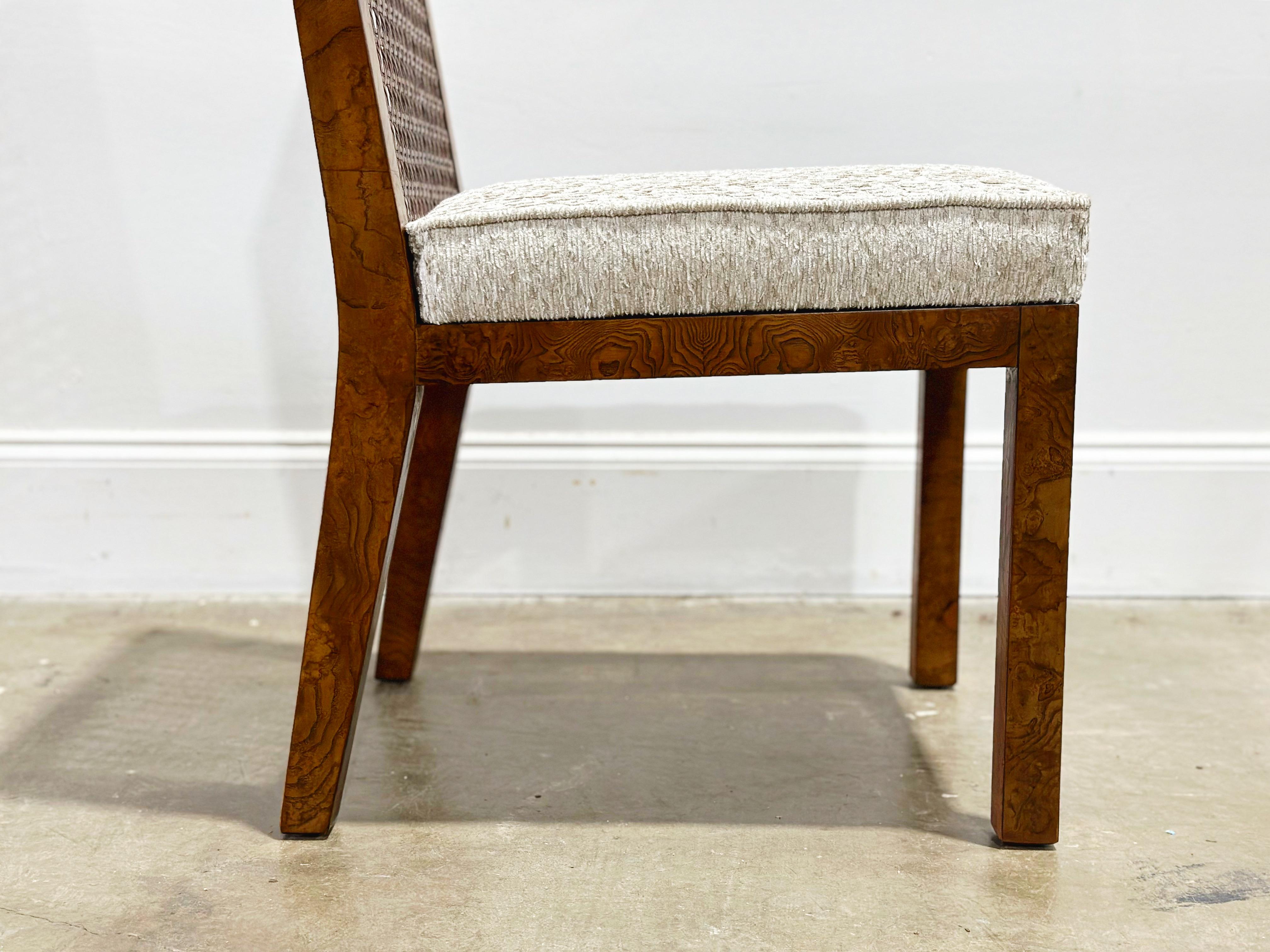 Ten Burl + Cane Parsons Dining Chairs, Rare Widdicomb Set of 10 Organic Modern  6