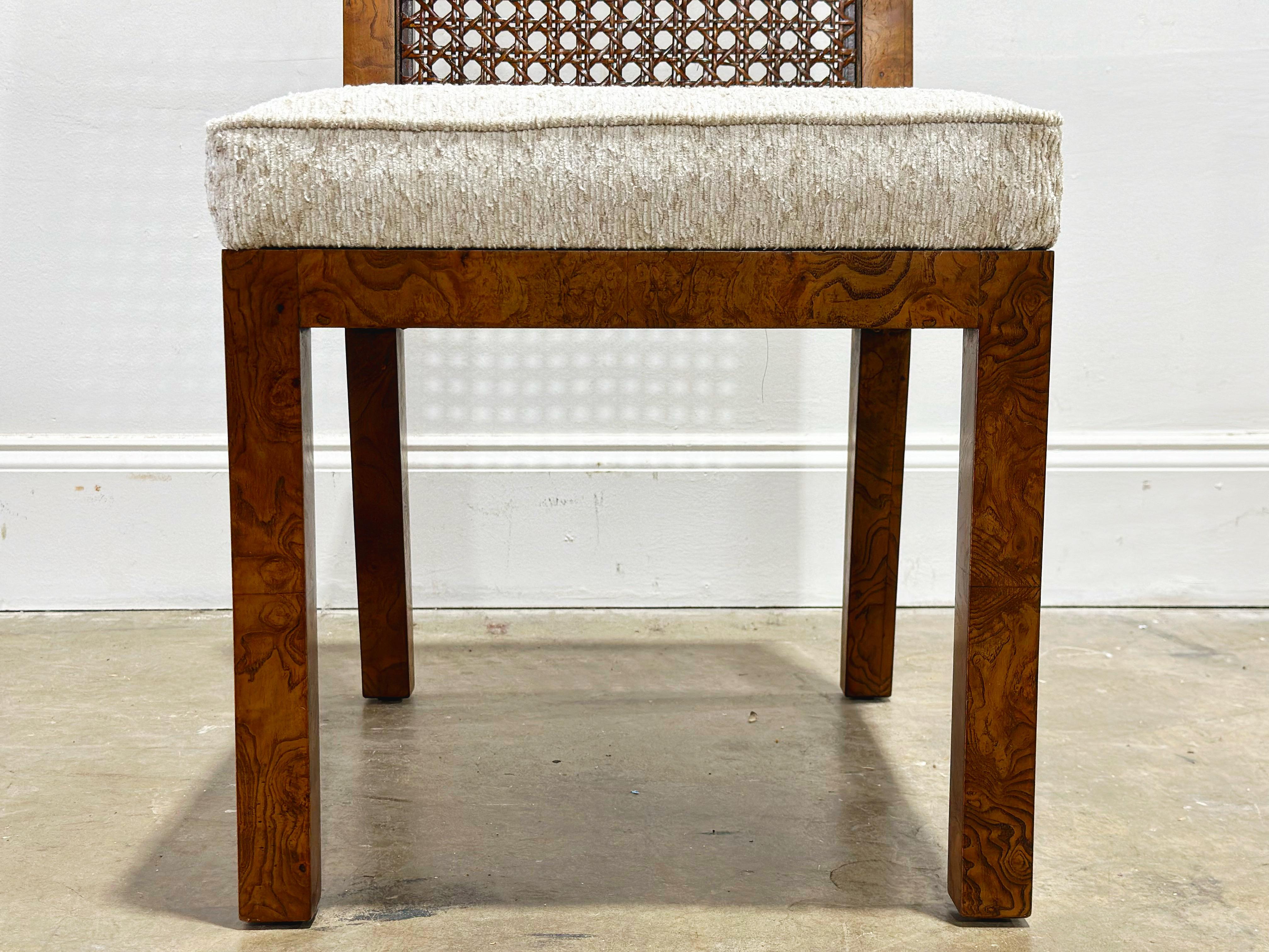 Ten Burl + Cane Parsons Dining Chairs, Rare Widdicomb Set of 10 Organic Modern  10